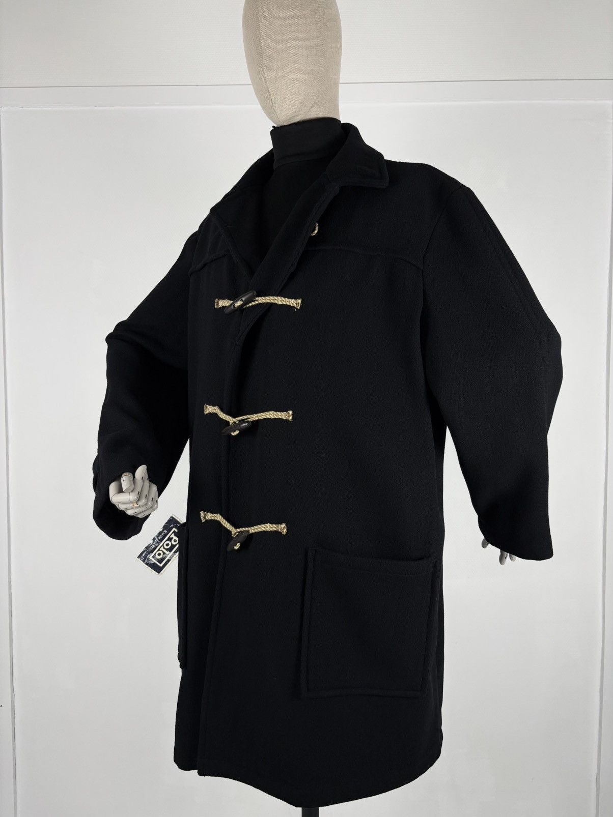 Polo Ralph Lauren DEADSTOCK 90’s POLO RL Admiral Wool Black Duffle Toggle Pea Coat Jacket Trench XL Size US XL / EU 56 / 4 - 2 Thumbnail