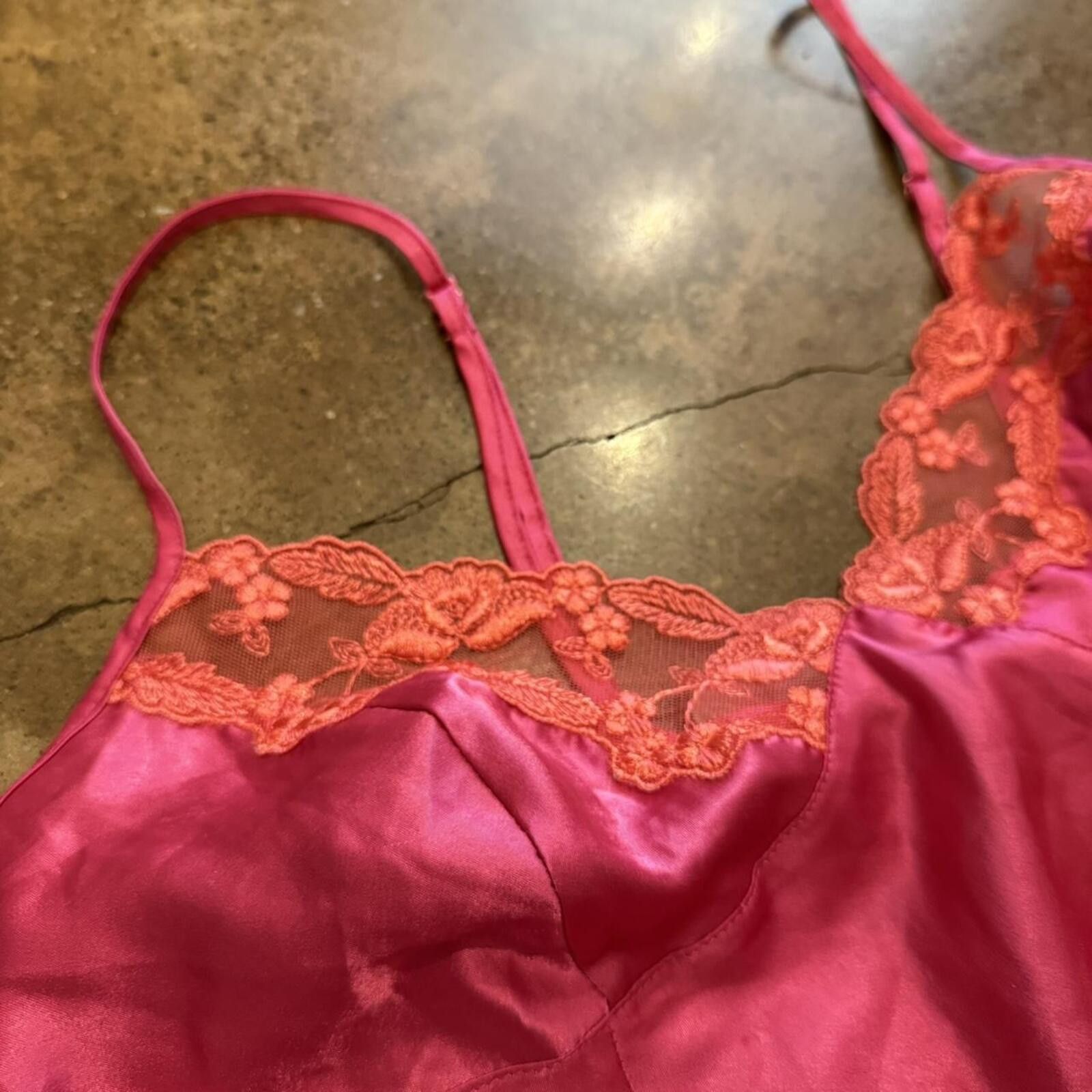 Other 2000s Hot Pink Victoria’s Secret Lace Slip Dress Size L / US 10 / IT 46 - 5 Thumbnail