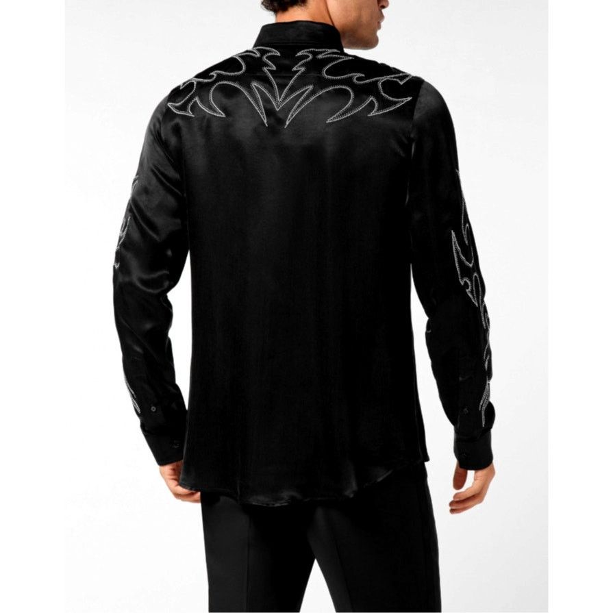 Philipp Plein Philipp Plein Men's Black Embellished Texas Shirt Size XXL Size US XXL / EU 58 / 5 - 2 Thumbnail