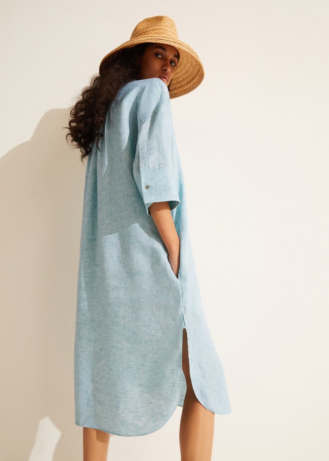 Loro Piana o1srvl11e0824 Lindsie Solaire Midi Dress in Light Blue Size S / US 4 / IT 40 - 3 Thumbnail