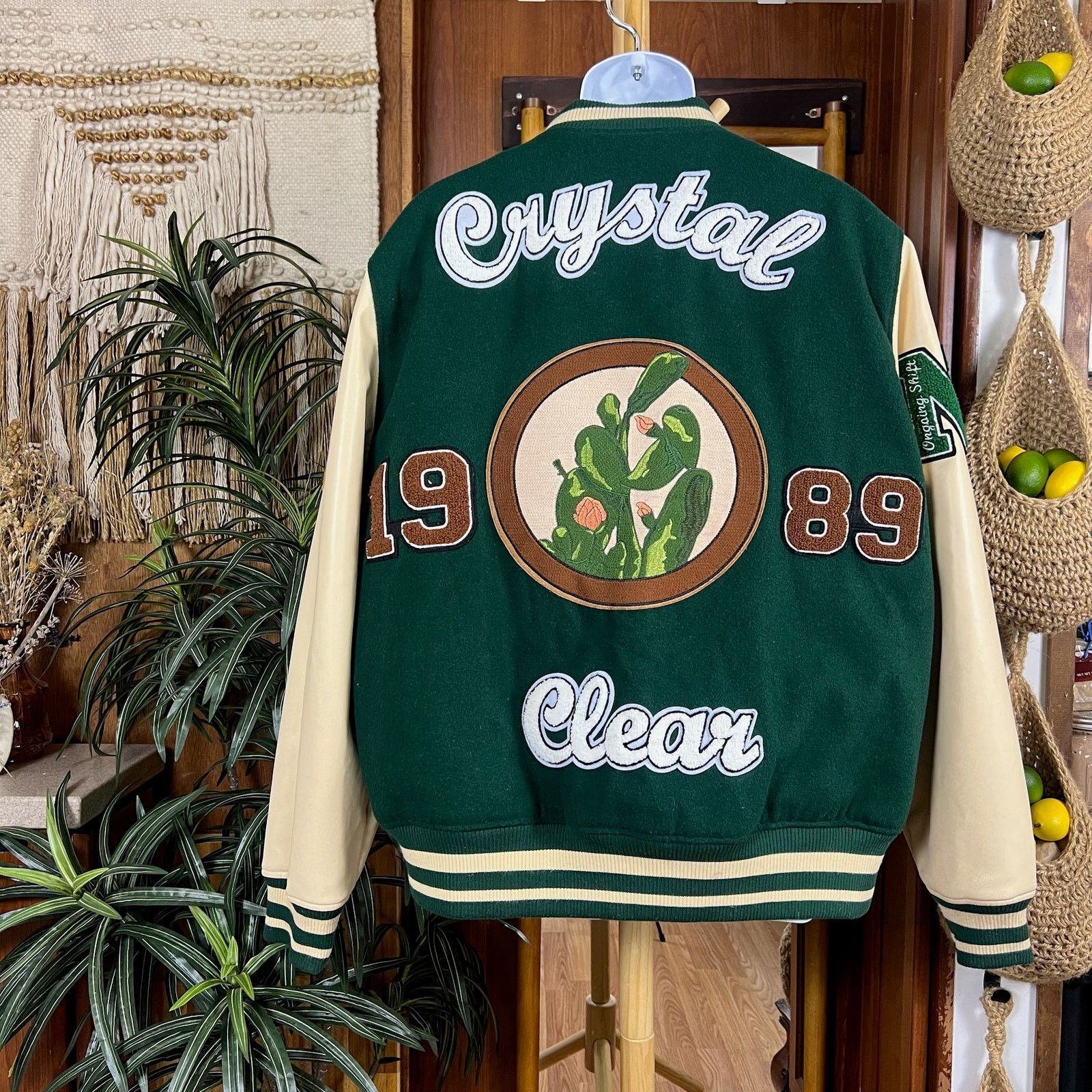 Zara Zara “Crystal Clear” Varsity Jacket XL Embroidered Cactus Size US XL / EU 56 / 4 - 1 Thumbnail