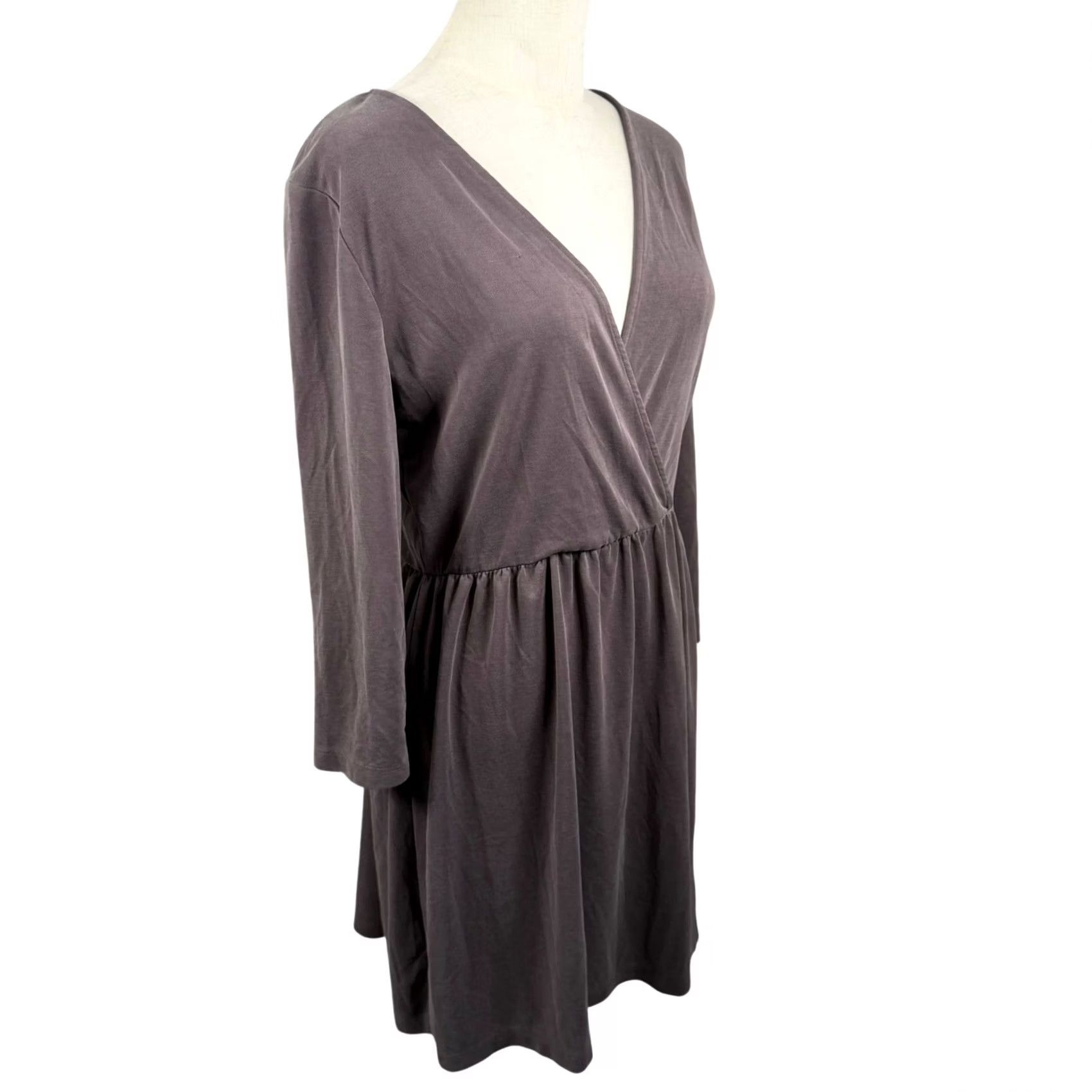 Vintage Kimchi Blue Dress Women L V-Neck Surplice Wrap Long Sleeve Mauve Purple Boho Indie Knit Jersey Basic Casual Size L / US 10 / IT 46 - 4 Thumbnail