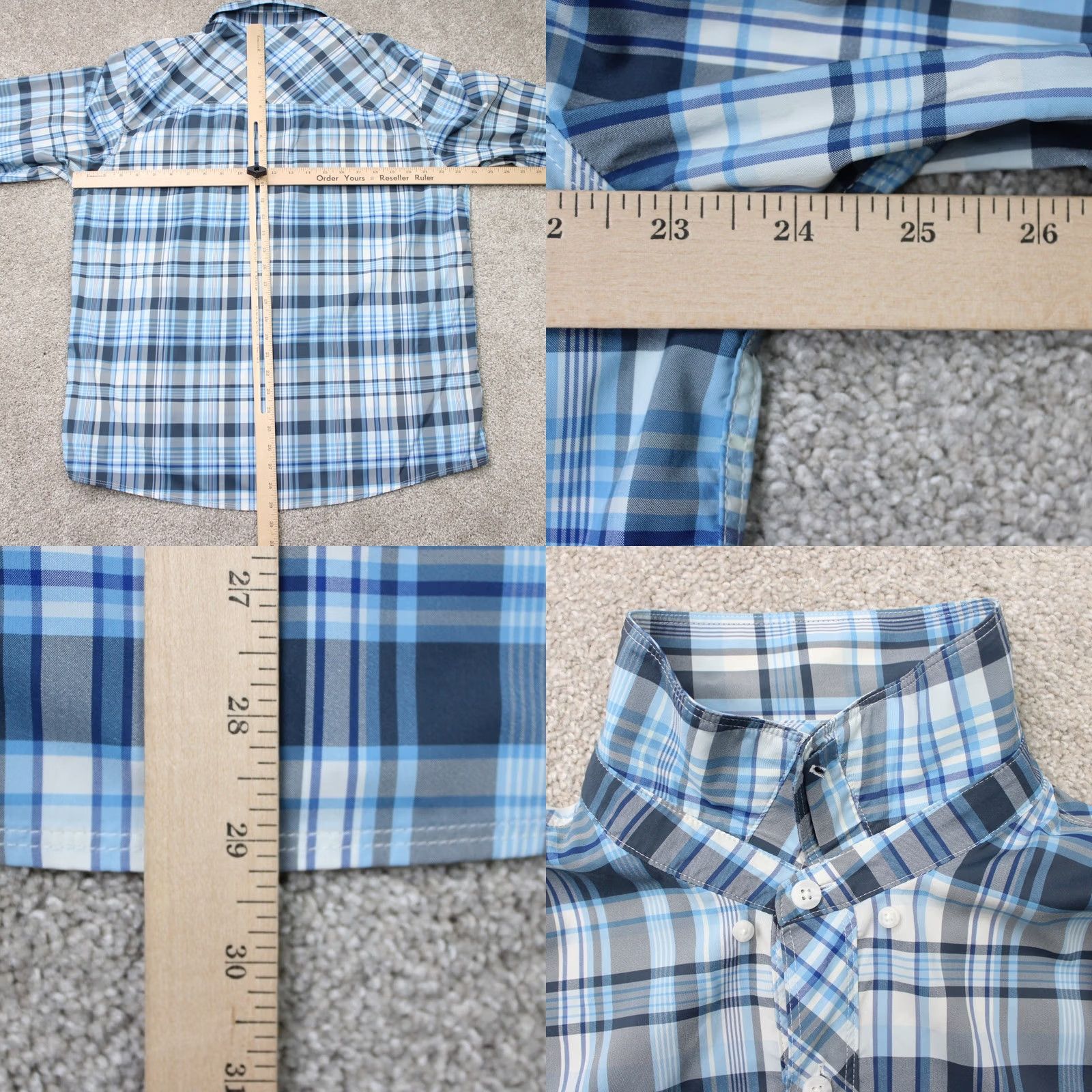 Vintage Simms Shirt Mens Large Blue Plaid Brrr Nylon Stretch Button-Up Long Sleeve Fishing Shirt Size US L / EU 52-54 / 3 - 8 Thumbnail