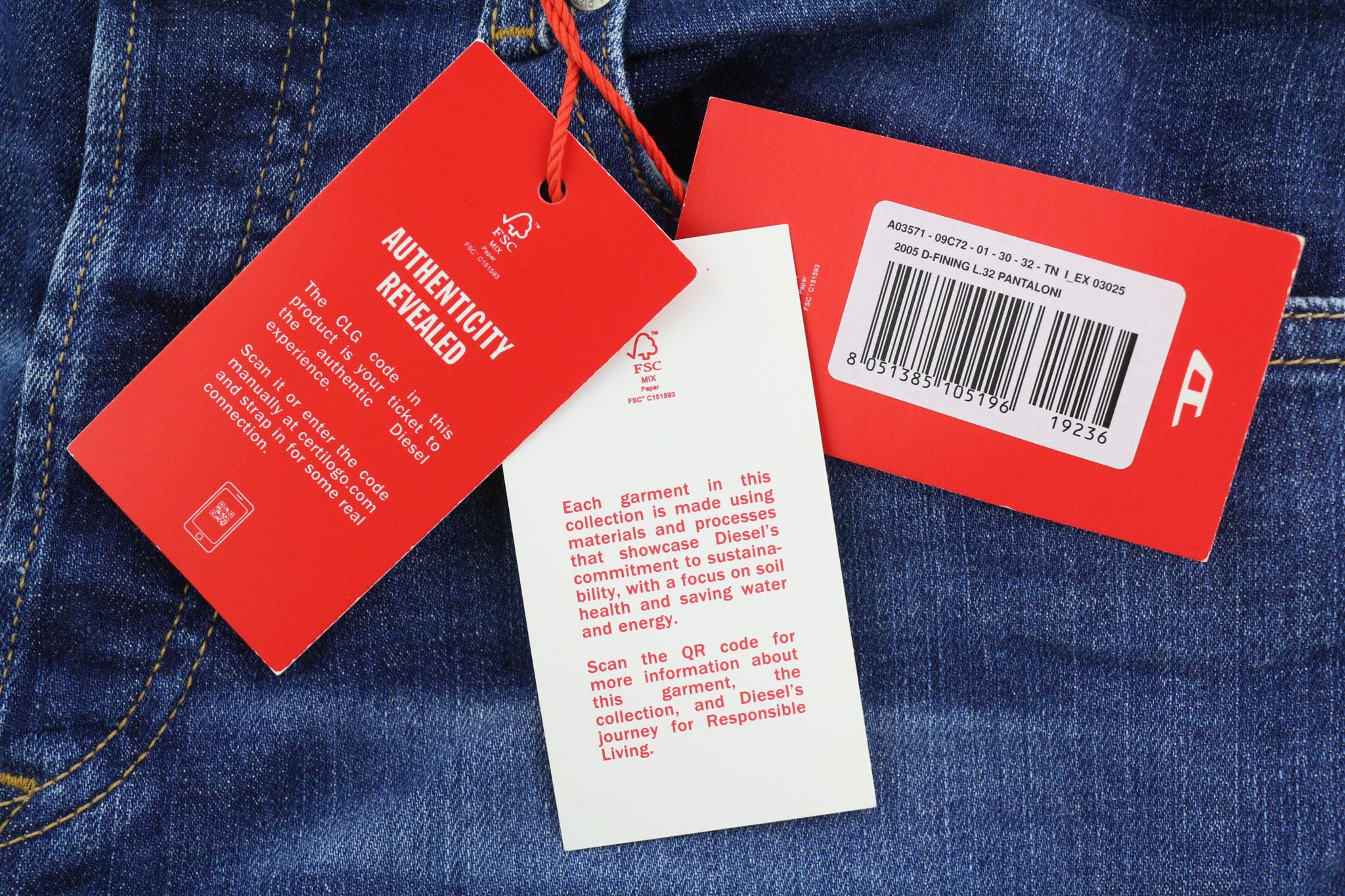 Diesel 2005 D-FINING 09C72 W29/L32 Tapered 40467 Size US 29 - 8 Thumbnail