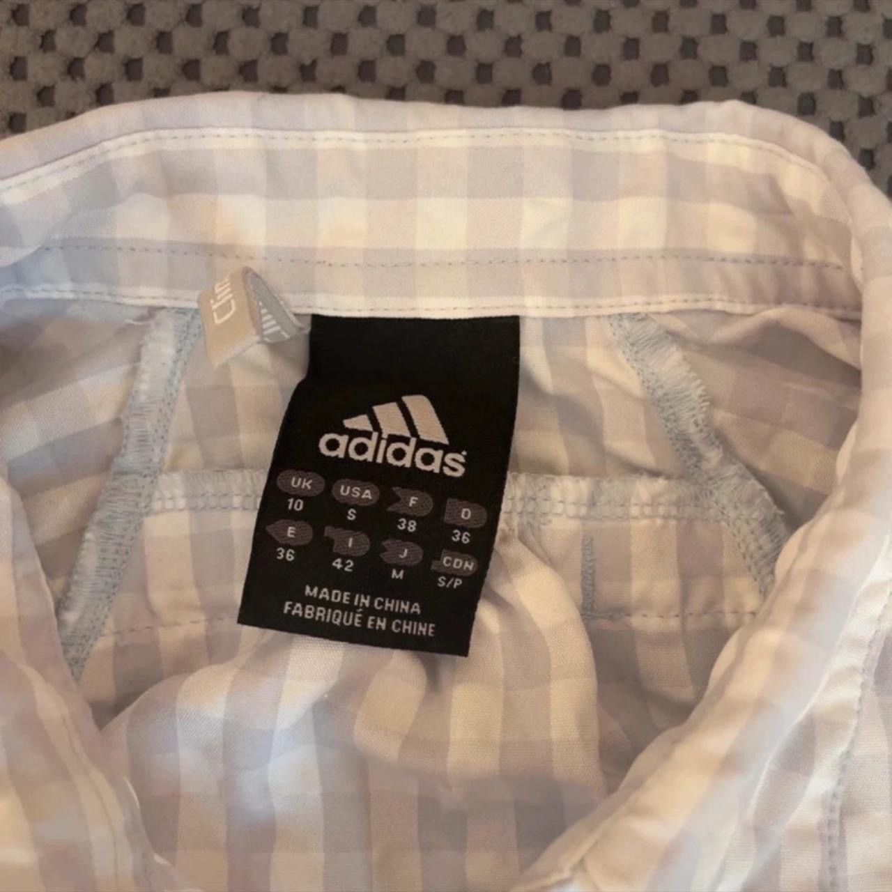Adidas Adidas Clima365 Womens Blue Checked Button Front Long Sleeve Size S / US 4 / IT 40 - 4 Thumbnail