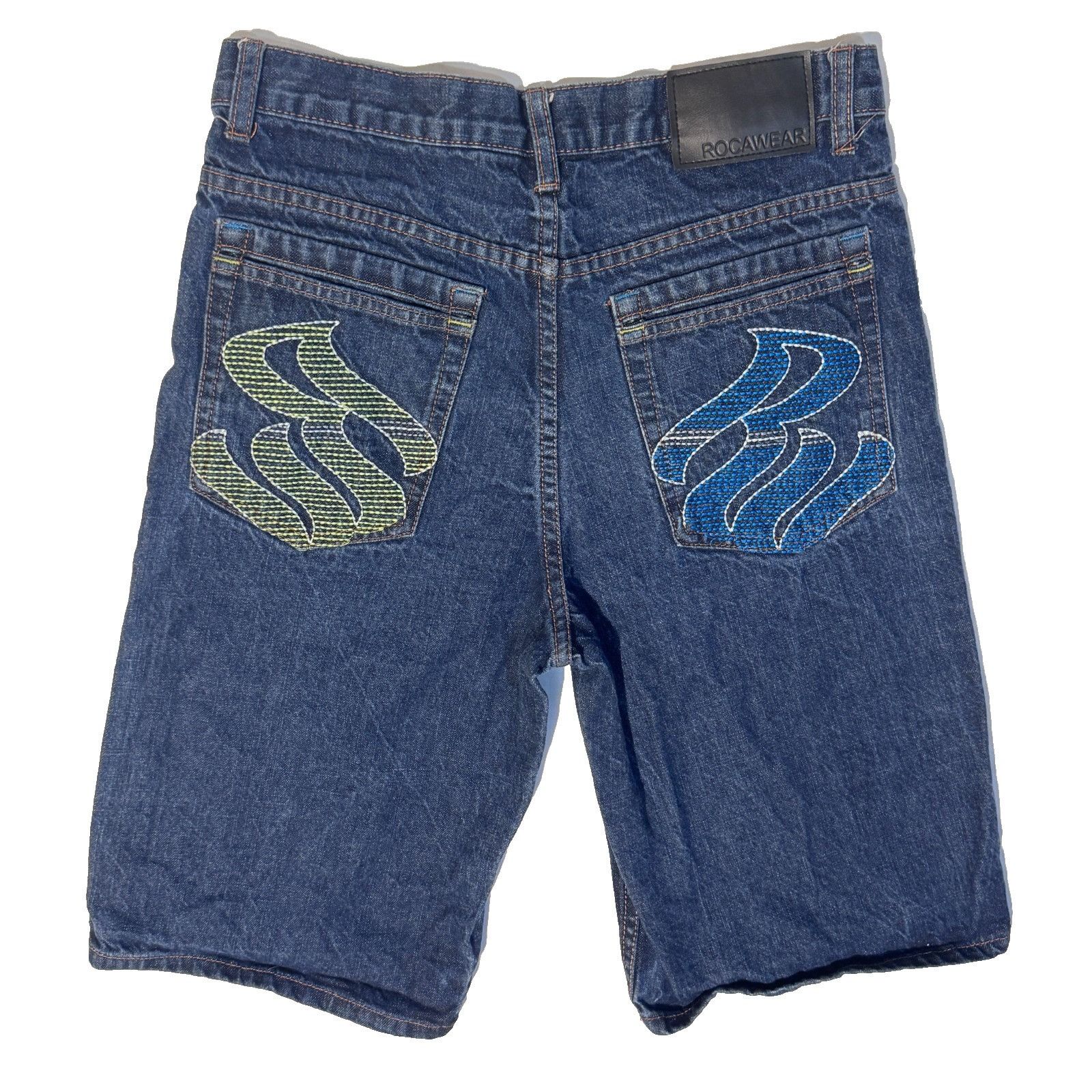 Rocawear Rocawear Denim Shorts Mens Blue Embroidered Logo Hip Hop Str Size US 27 - 1 Thumbnail