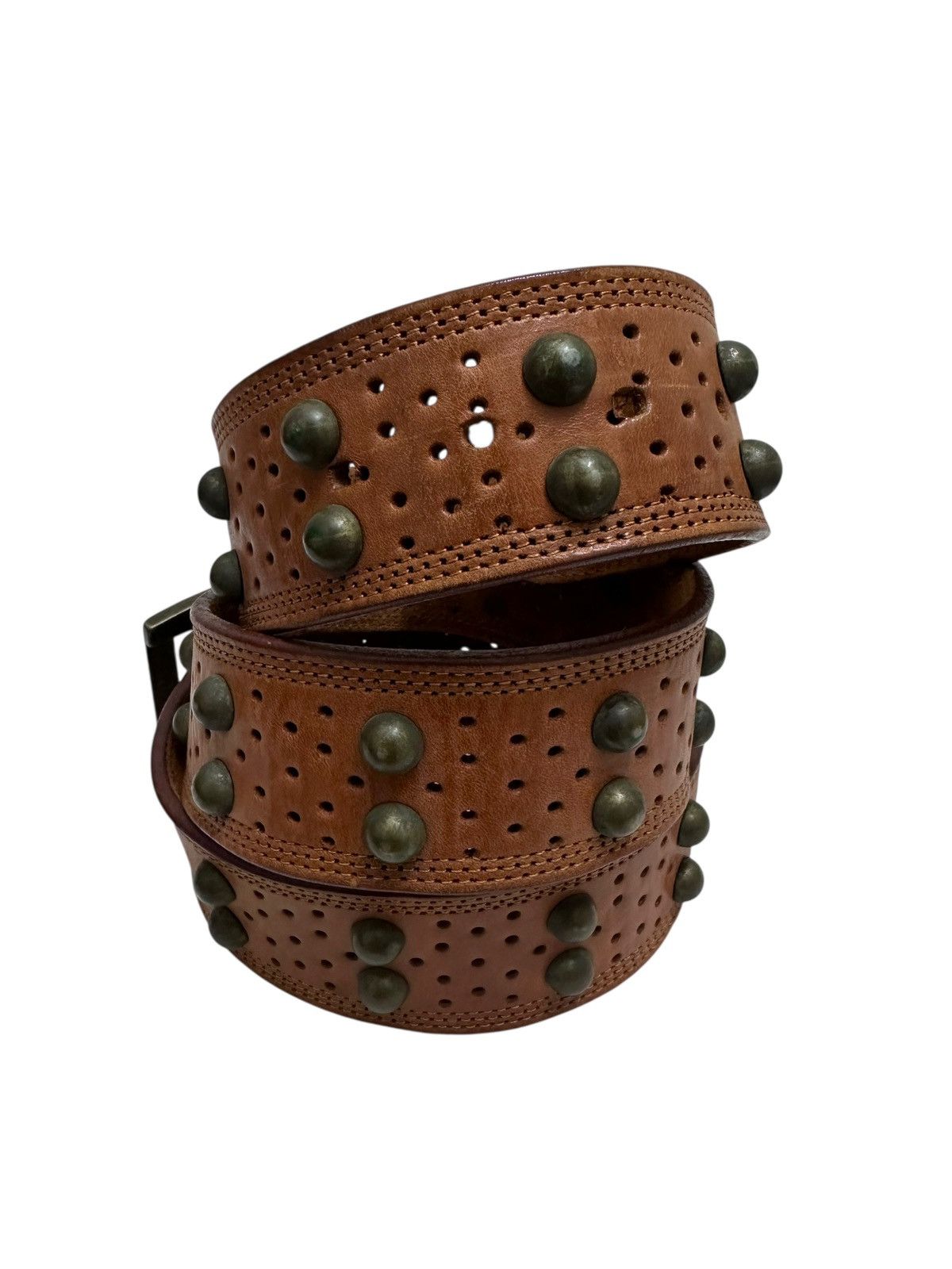 If Six Was Nine Genuine Leather Energie Stud Belt Size 34 - 3 Thumbnail