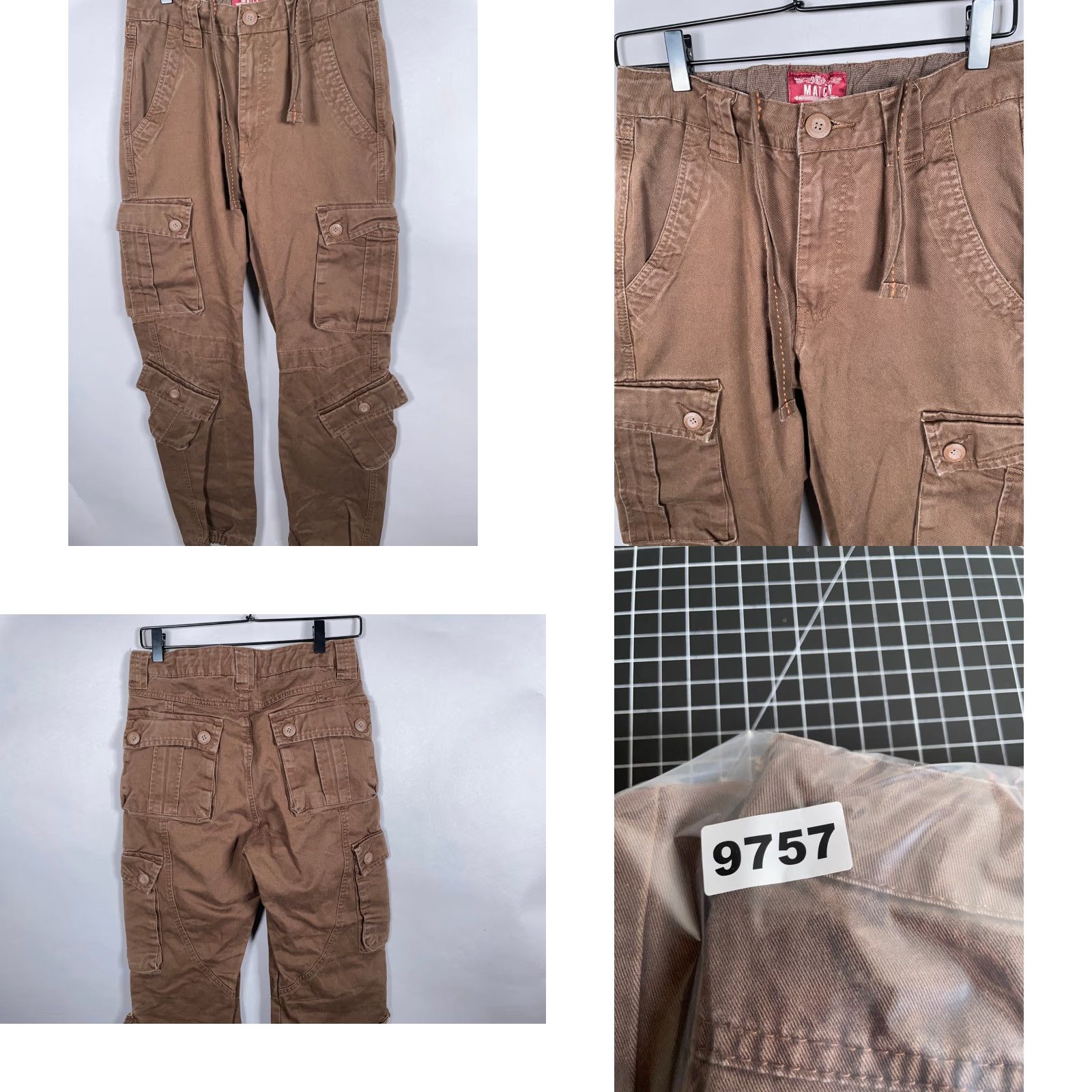 Vintage Matchstick Paratrooper Cargo Pants Men's 29 x 30 Brown Drawstring Tactical Cargo Pocket Pants Size US 29 - 9 Thumbnail