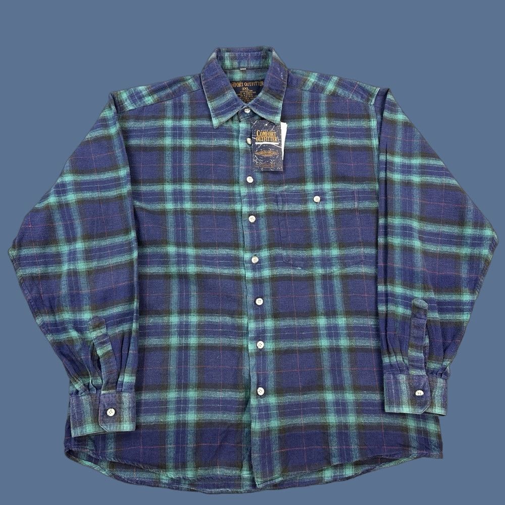 Vintage Comfort Outfitter Shirt Mens 3XL Blue Plaid Flannel Long Sleeve Outdoor Y2K Vintage Mens Shirt? Size US XXL / EU 58 / 5 - 1 Thumbnail