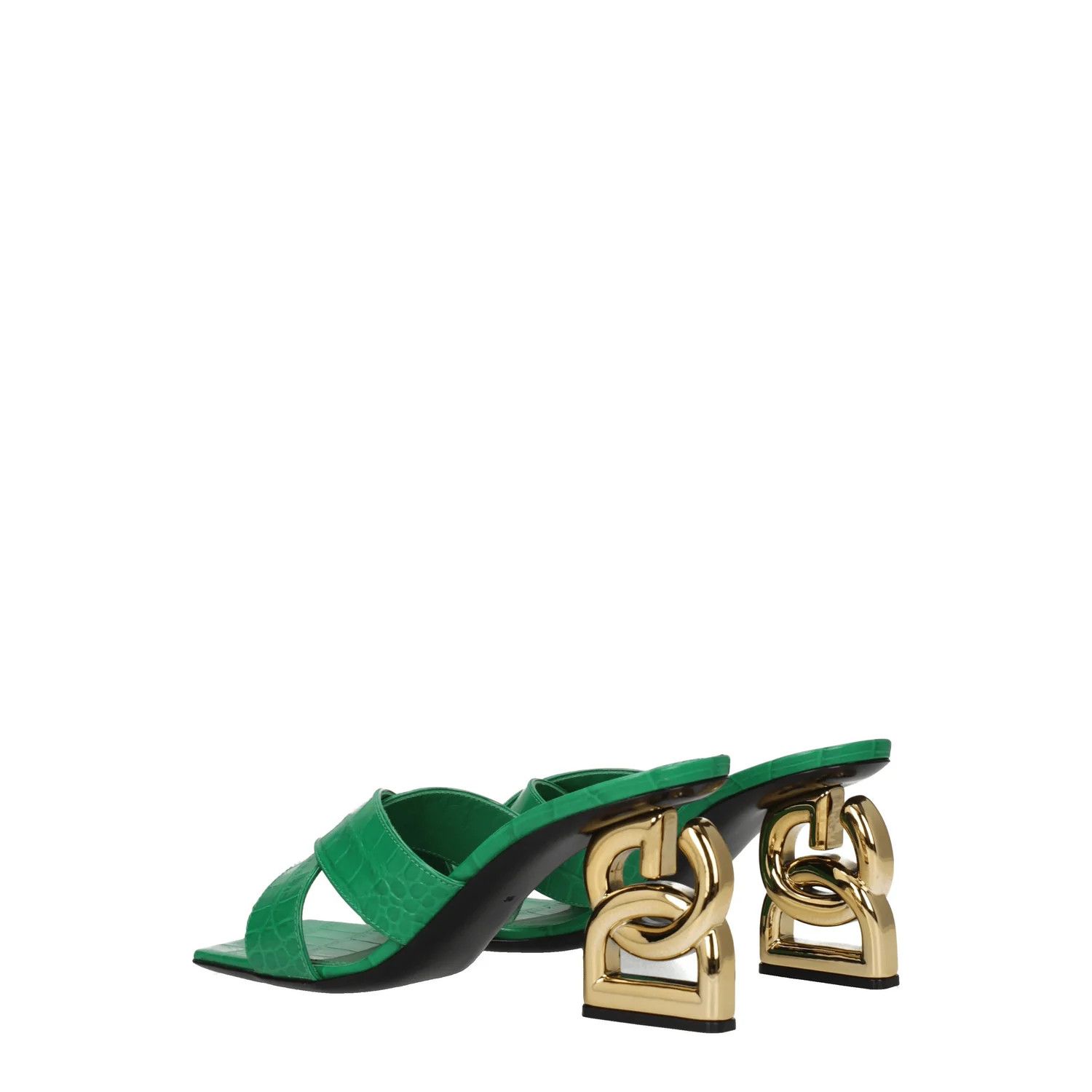 Dolce & Gabbana ob1o1e1124 Leather Sandals in Green Size US 7.5 / IT 37.5 - 4 Thumbnail