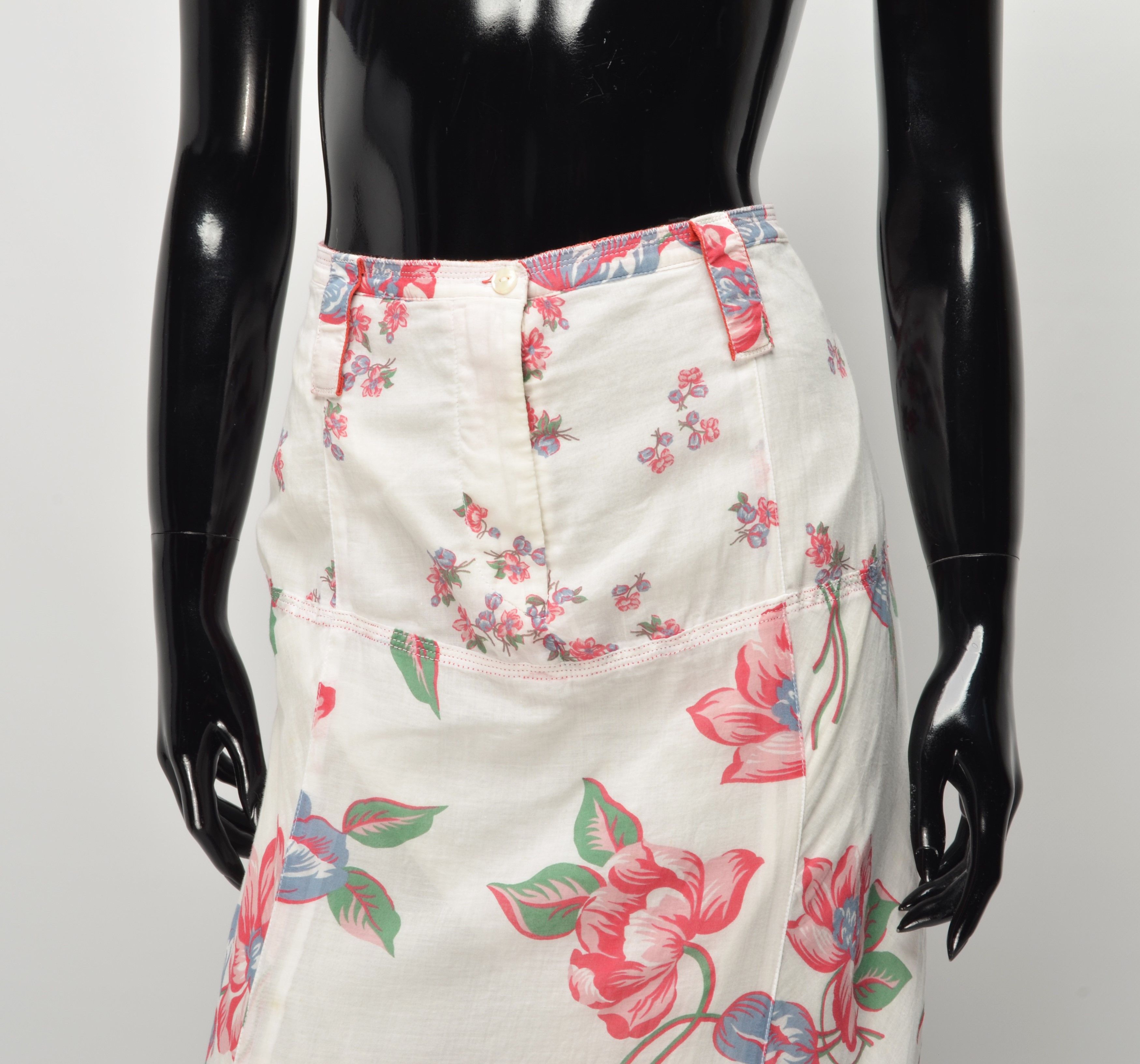 Marithe + Francois Girbaud Vintage Marithe Francois Girbaud Floral Cottagecore Skirt Size 34" / US 12 / IT 48 - 2 Thumbnail