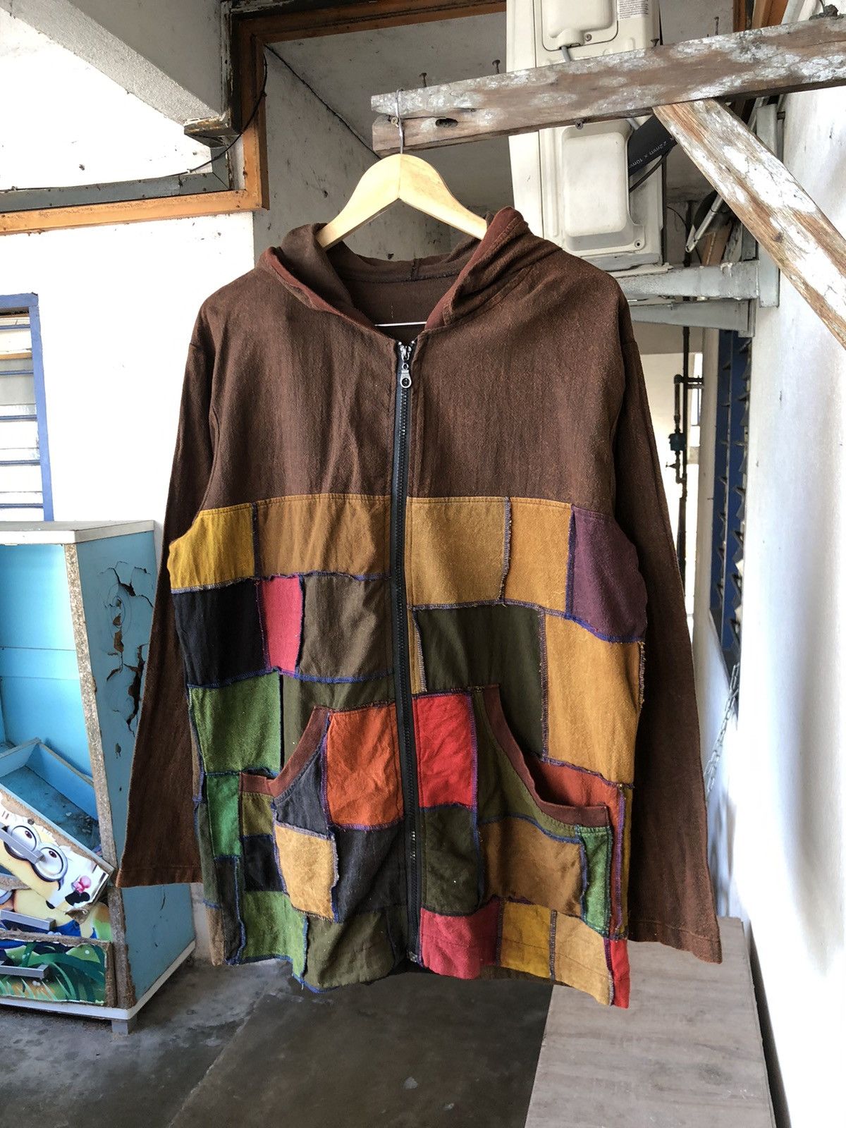 Vintage Unbrands Patchwork Zipper Jacket Hoodie Size US L / EU 52-54 / 3 - 4 Thumbnail