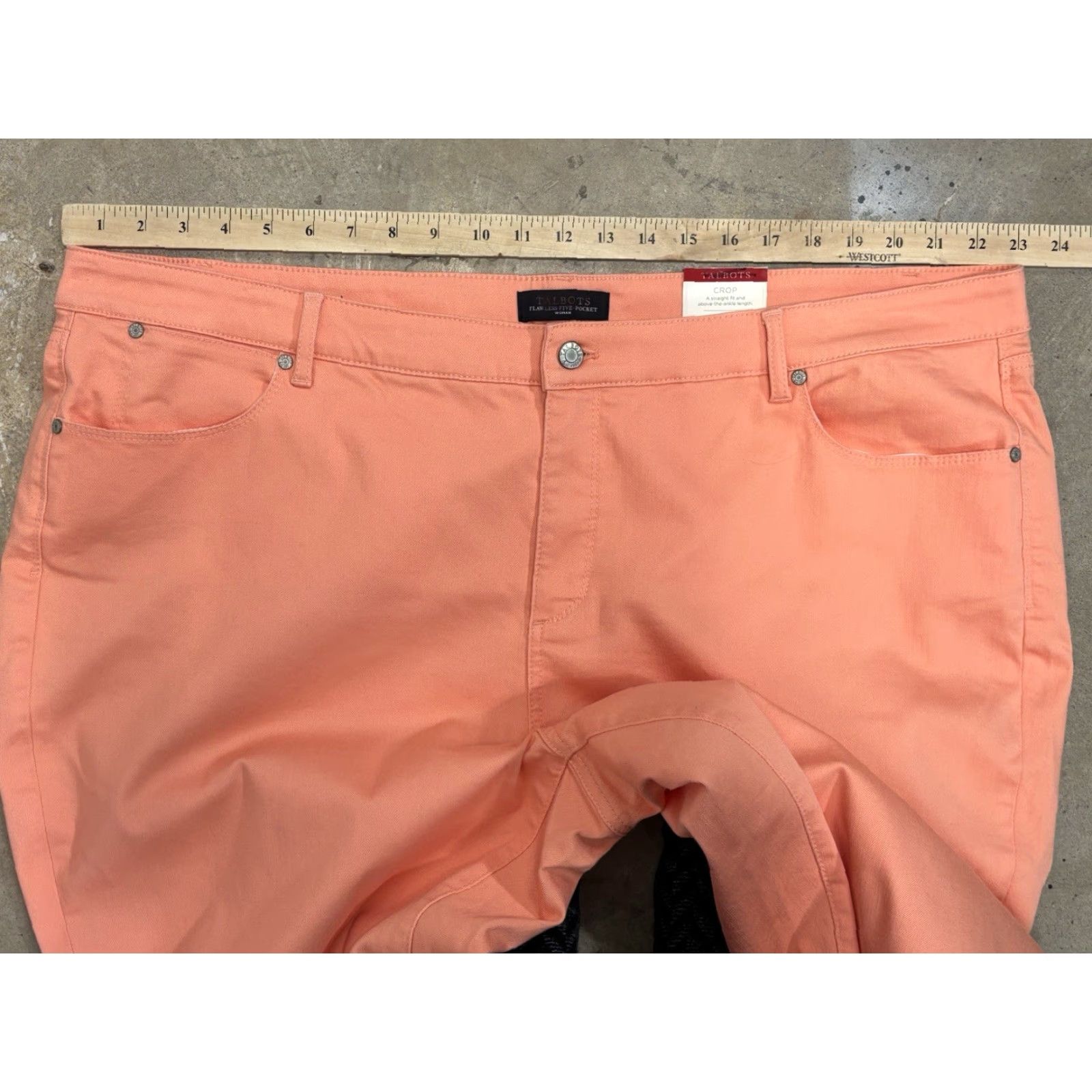 Talbots Talbots Pants Women’s 24W Plus Peach Denim Cropped Five Pocket Solid Cotton Blend Denim Size 42" / US 20 - 7 Thumbnail
