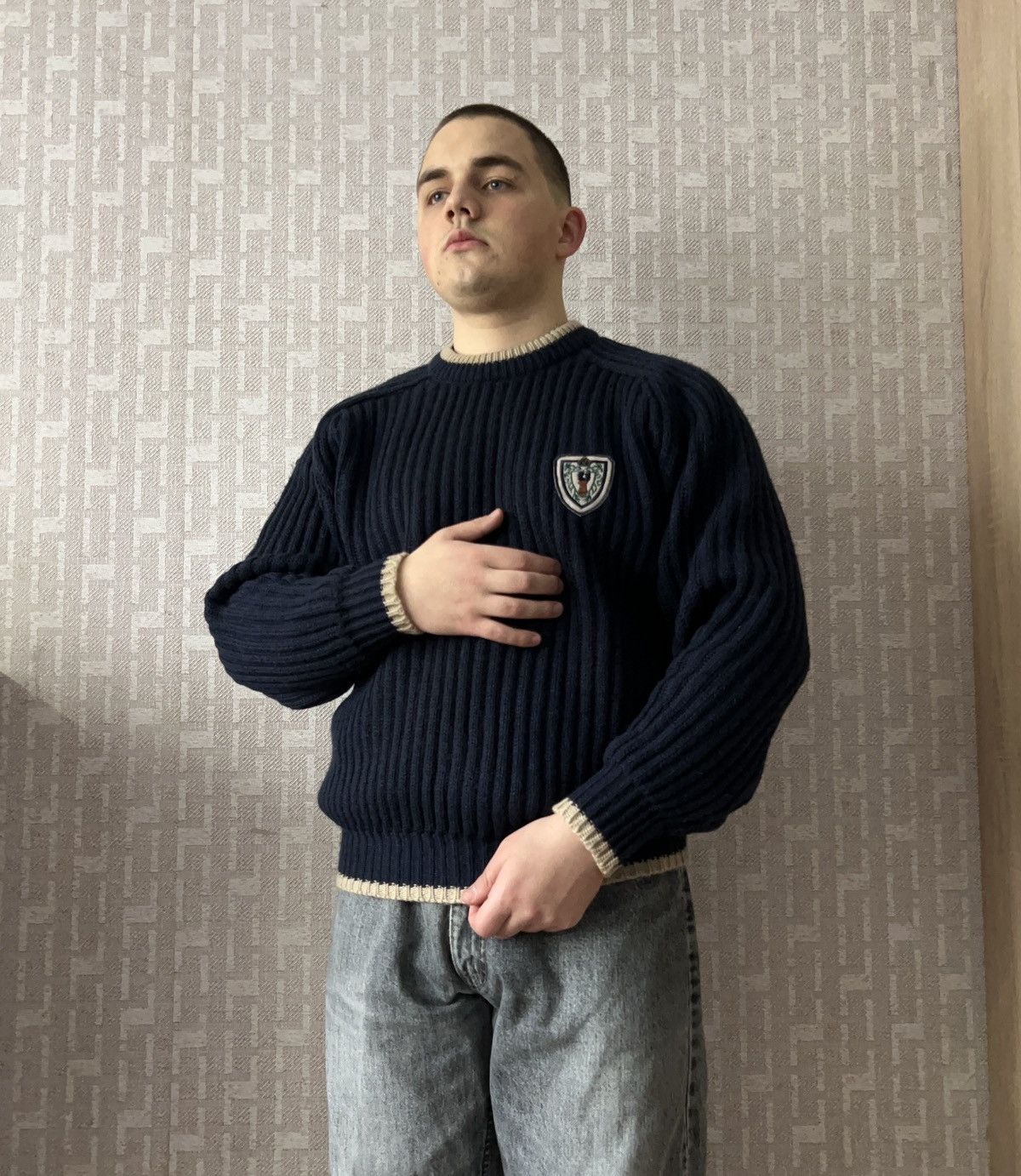 Vintage Vintage Wool Sweatshirt mens Boxy fit made in korea Size US M / EU 48-50 / 2 - 2 Thumbnail