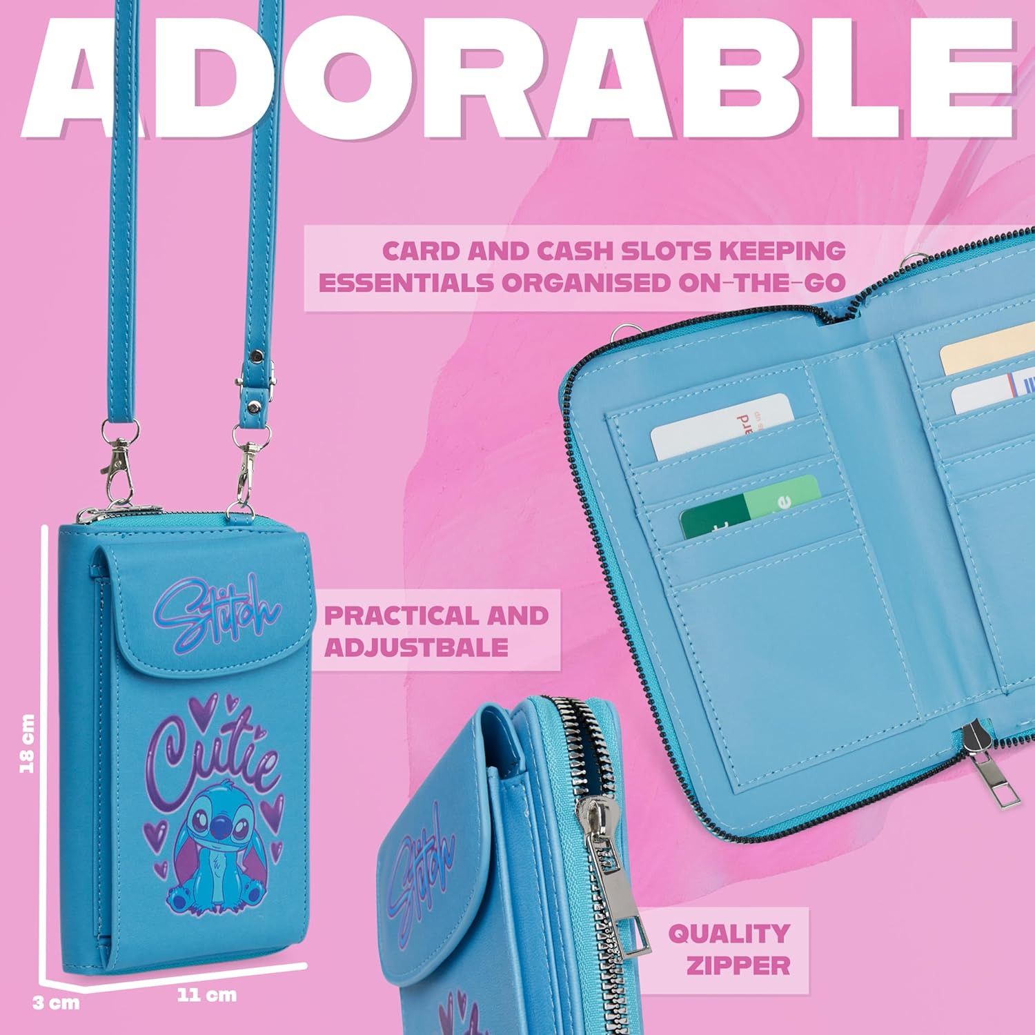 Disney Disney Lilo & Stitch Phone Pocket Card Slots Crossbody Bag Size ONE SIZE - 4 Thumbnail
