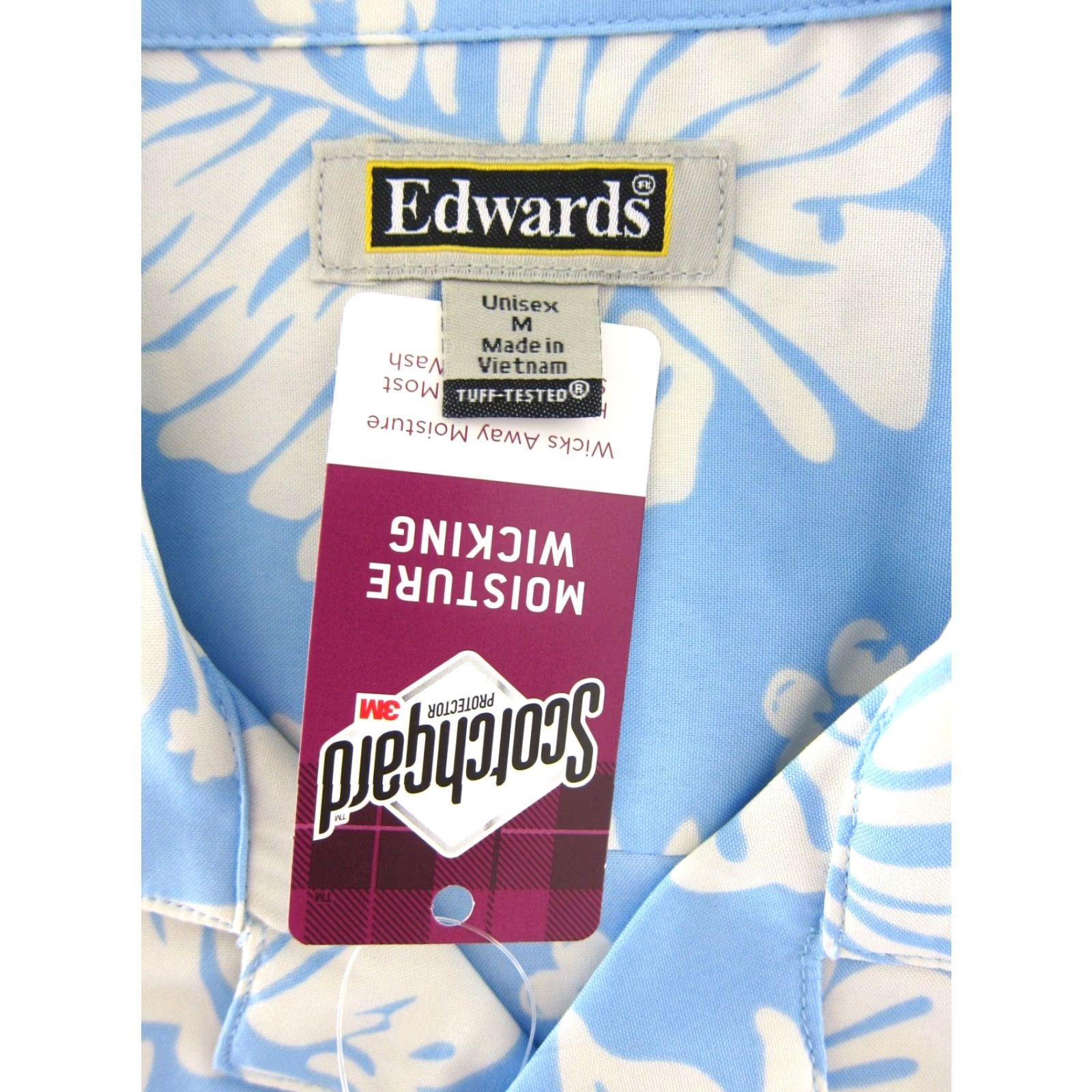 Vintage Edwards Shirt Men M Hawaiian Floral Button-Up Cotton Blend, Polyester Short Sleeve Collared NWT White Blue Size US M / EU 48-50 / 2 - 3 Thumbnail