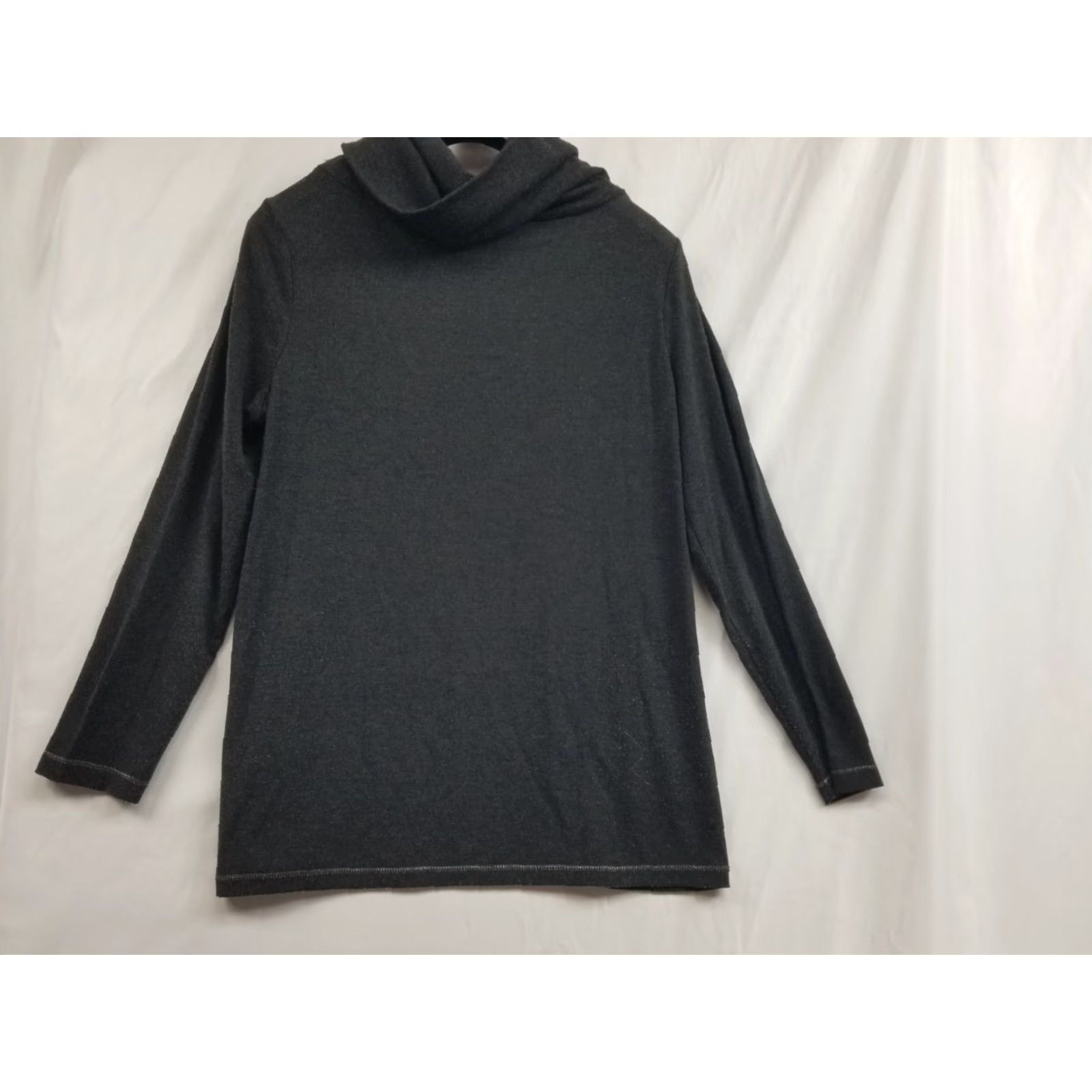 Vintage Chico's Zenergy Cowl Neck Sweater Top Blouse Size M Dark Gray Marled Long Sleeve Womens Regular Knit Pullover Casual Travel Modern Basic - 1 Size M / US 6-8 / IT 42-44 - 2 Thumbnail