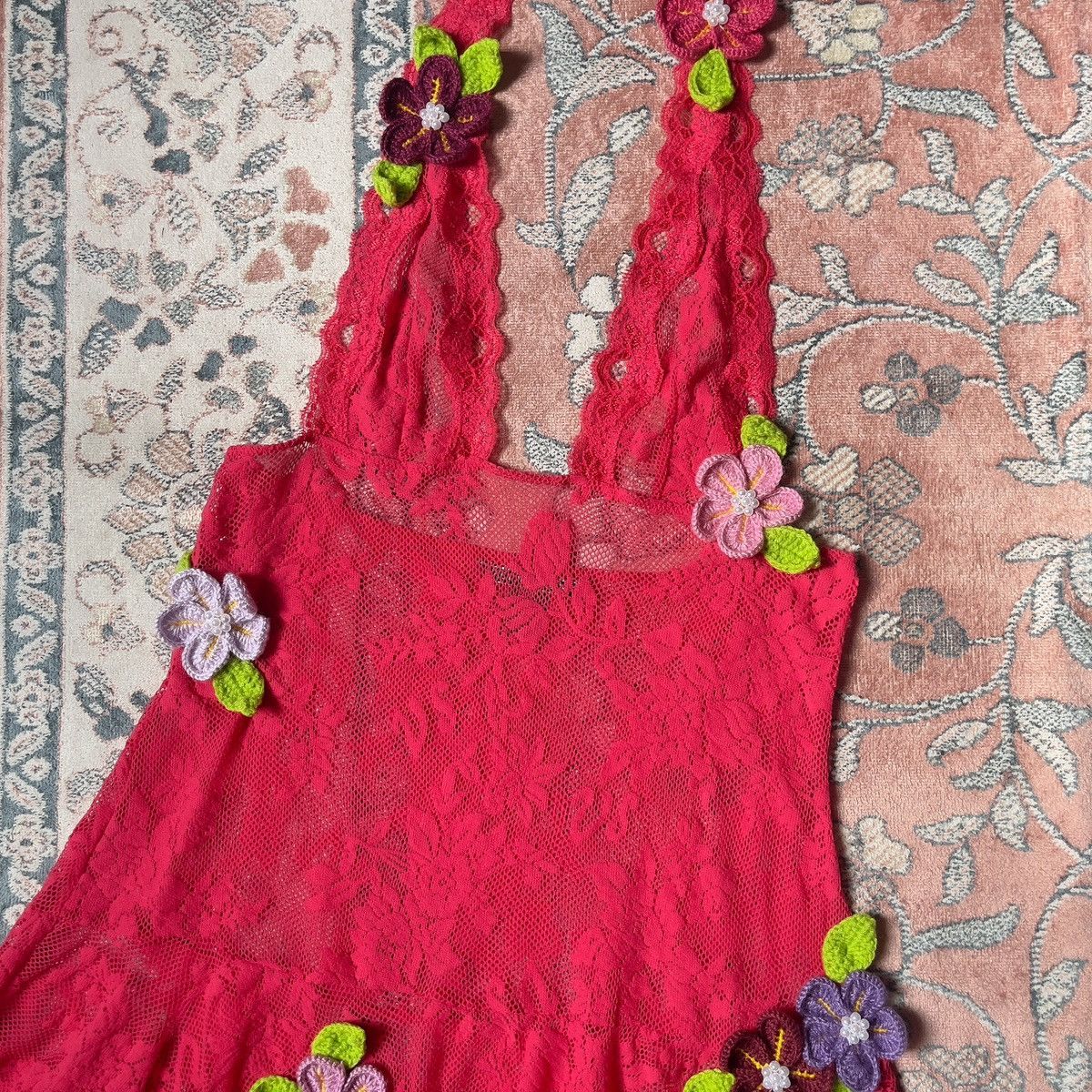 Victoria's Secret Romantic Red Lace Sheer Mini Dress (S-M) Size S / US 4 / IT 40 - 9 Thumbnail