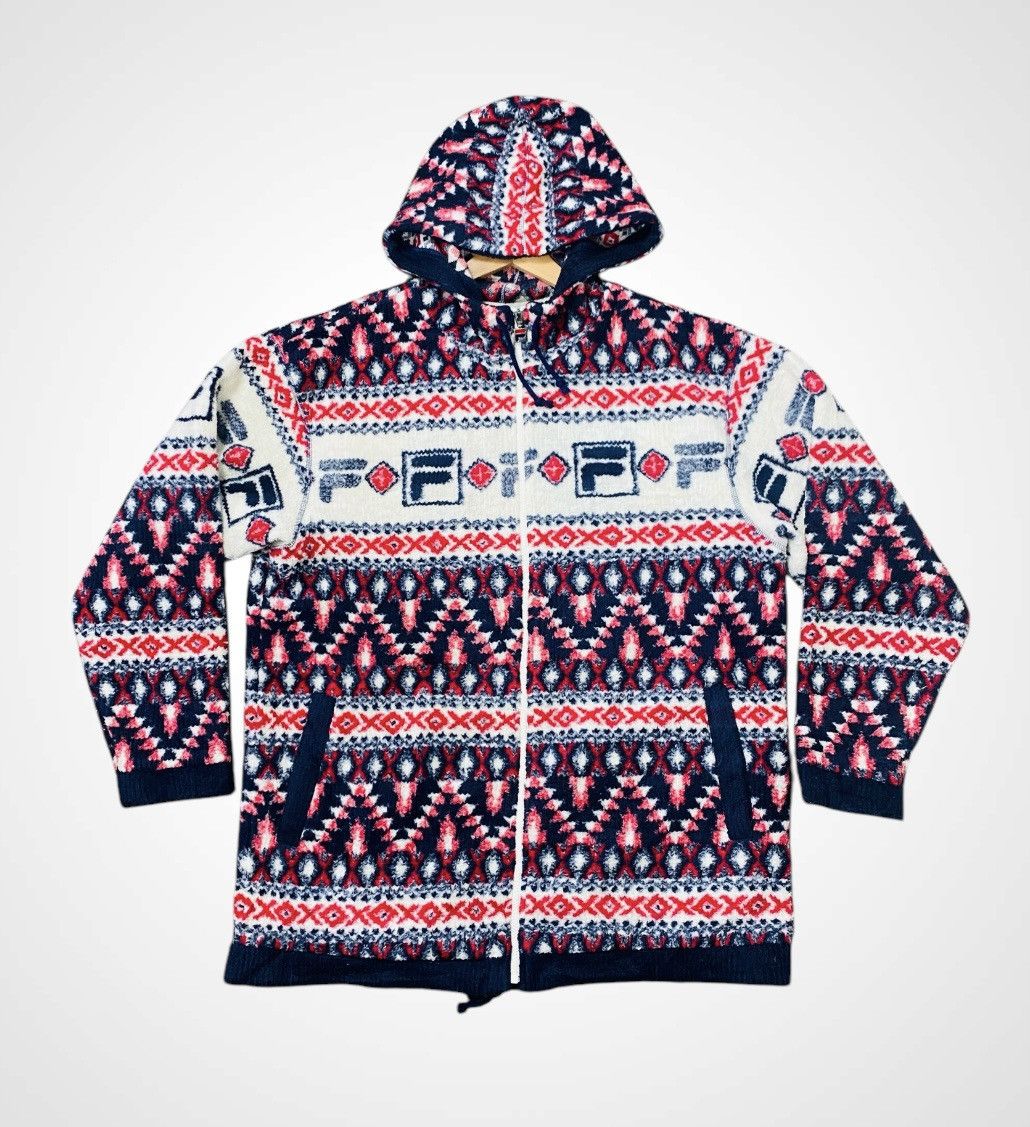 Fila Vintage Fila Hoodie Fleece Retro Pattern Sweater Size US M / EU 48-50 / 2 - 3 Thumbnail