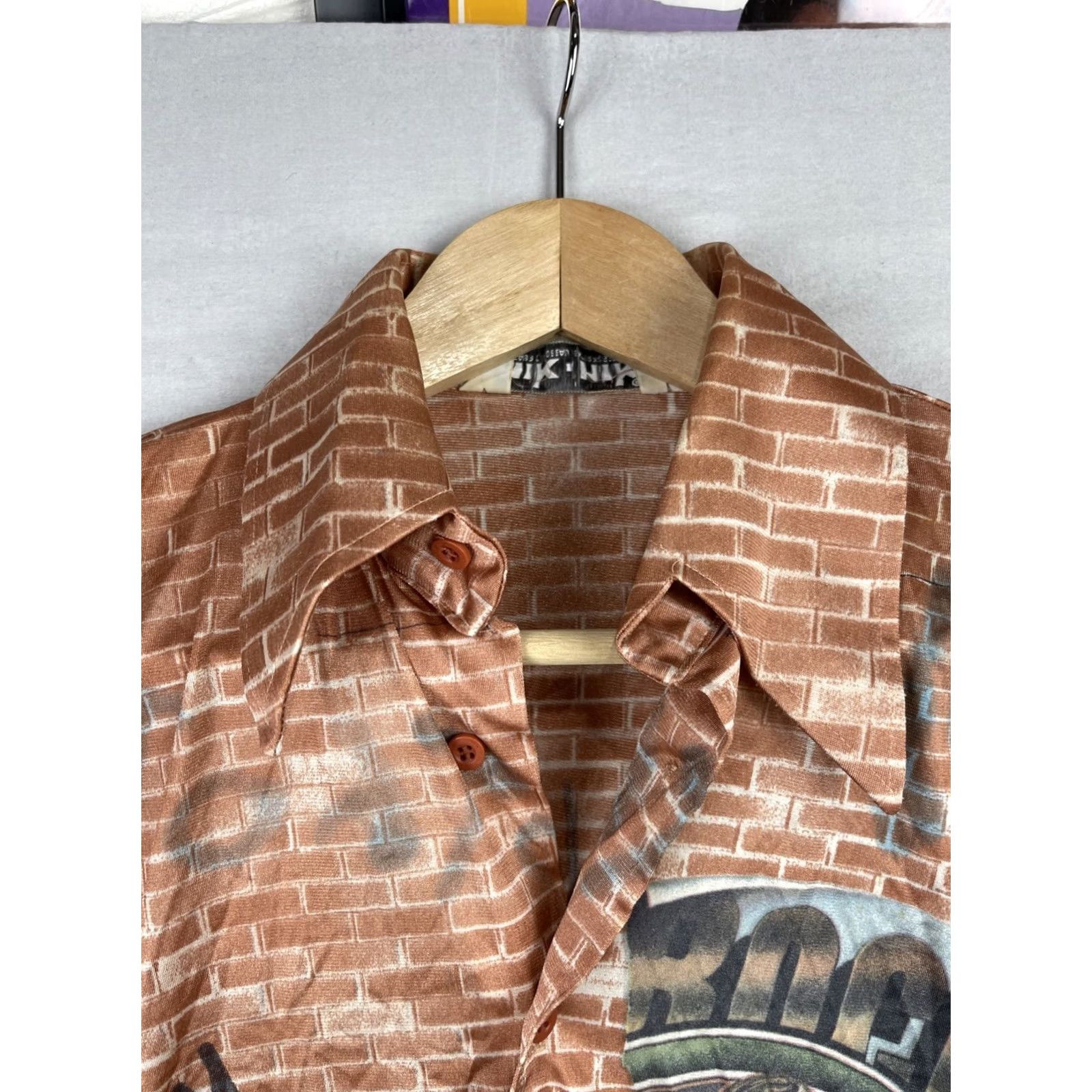 Vintage VINTAGE Nik Nik Shirt Mens S Brown Long Sleeve Nylon Button Up Disco Italy Clothing Size US S / EU 44-46 / 1 - 7 Thumbnail