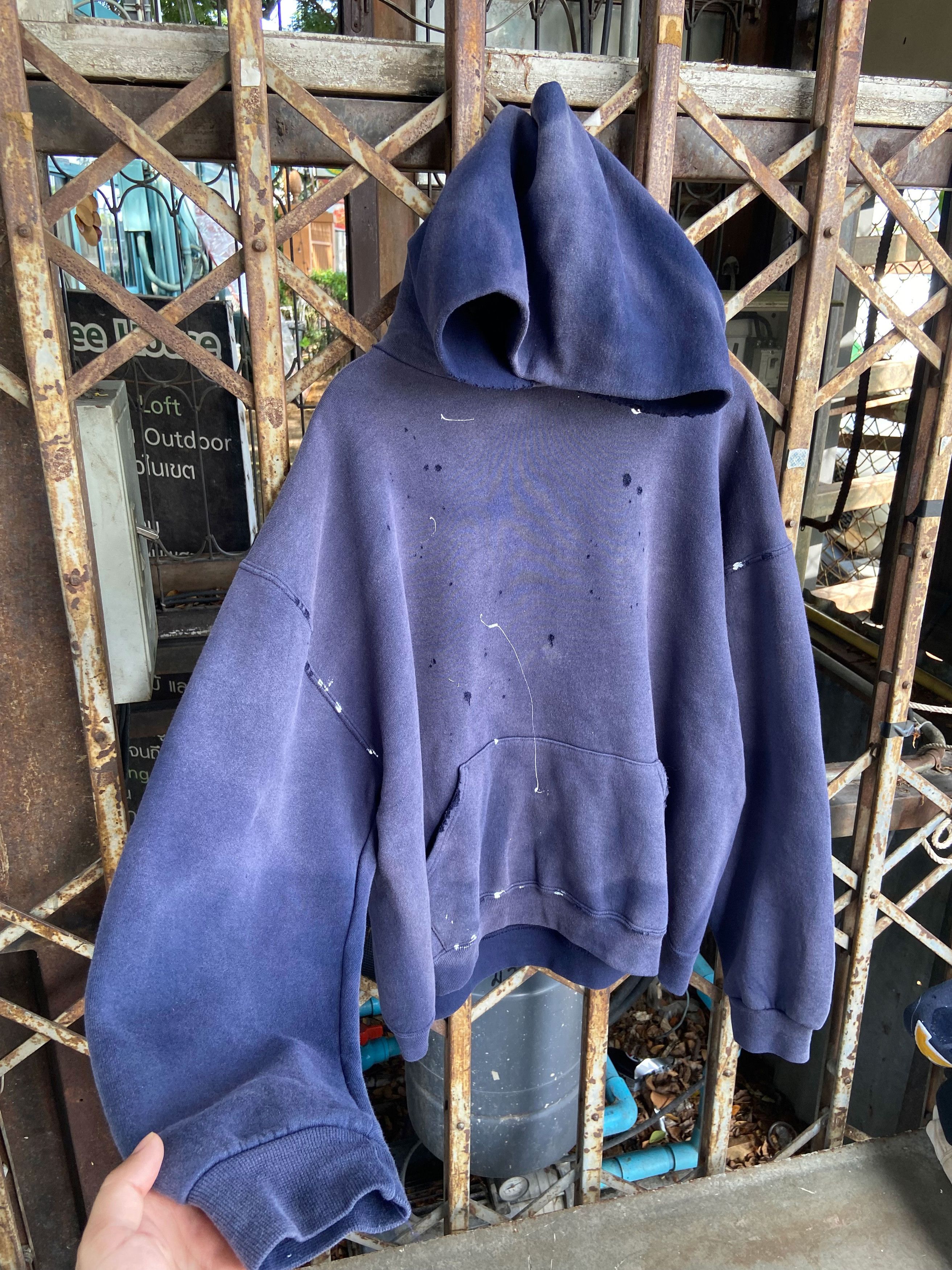 Thrashed Distressed & Faded Hoodie ERD Grunge
