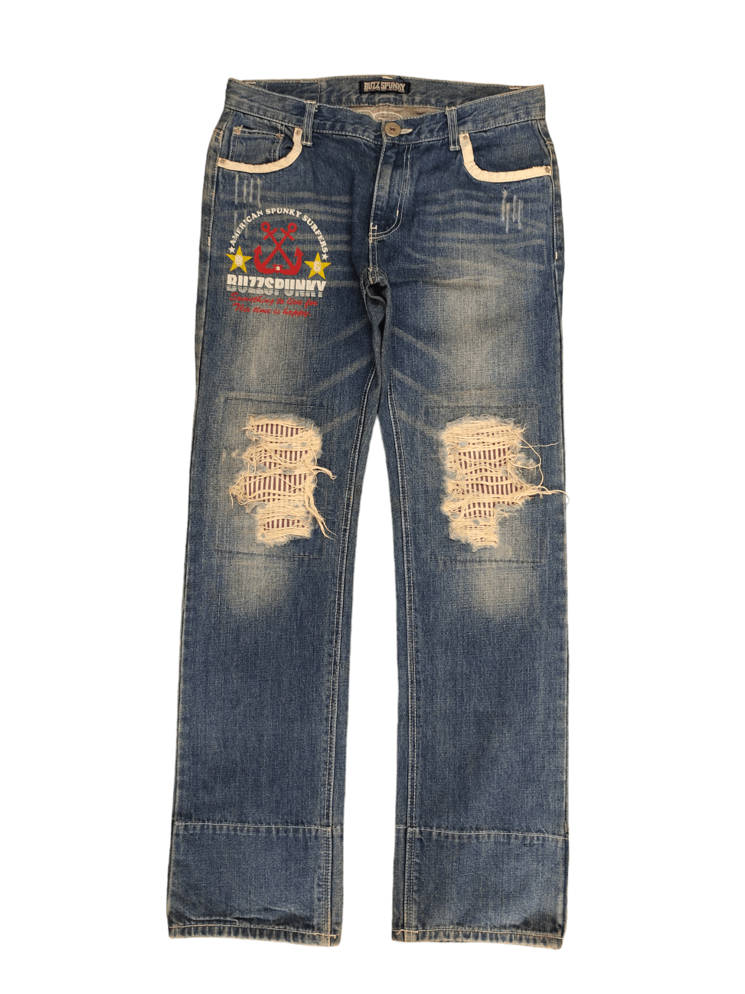 image of If Six Was Nine x Undercover Buzz Spunky Distress Faded Denim Jeans Undercover Style Y2K (Size 32)