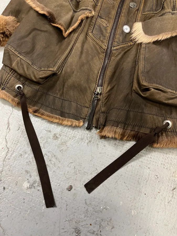 Marithe + Francois Girbaud 2000s Marithé + François Girbaud Fur Brown Leather Jacket Size US XS / EU 42 / 0 - 9 Thumbnail
