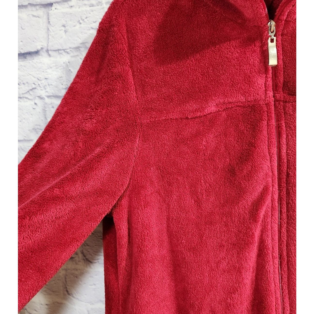 Other Sonoma Intimates Burgundy Plush Full Zip Robe Small Pockets Size ONE SIZE - 2 Thumbnail