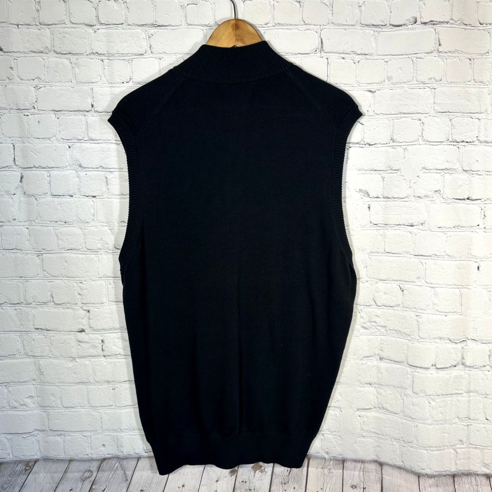 Johnston & Murphy VINTAGE Johnston & Murphy Mens XL Black 100% Pima Cotton Quarter Zip Sweater Vest Size US XL / EU 56 / 4 - 5 Thumbnail