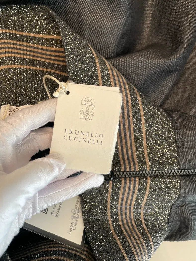 Brunello Cucinelli Brunello Cucinelli Black Gray Linen Gold Thread Asymmetric Size 32" / US 10 / IT 46 - 6 Thumbnail