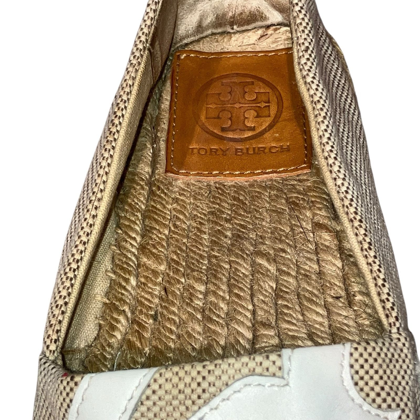 Tory Burch Tory Burch Lonnie Tan & White Logo Espadrille Flat size 9.5 Size US 9.5 / IT 39.5 - 8 Thumbnail