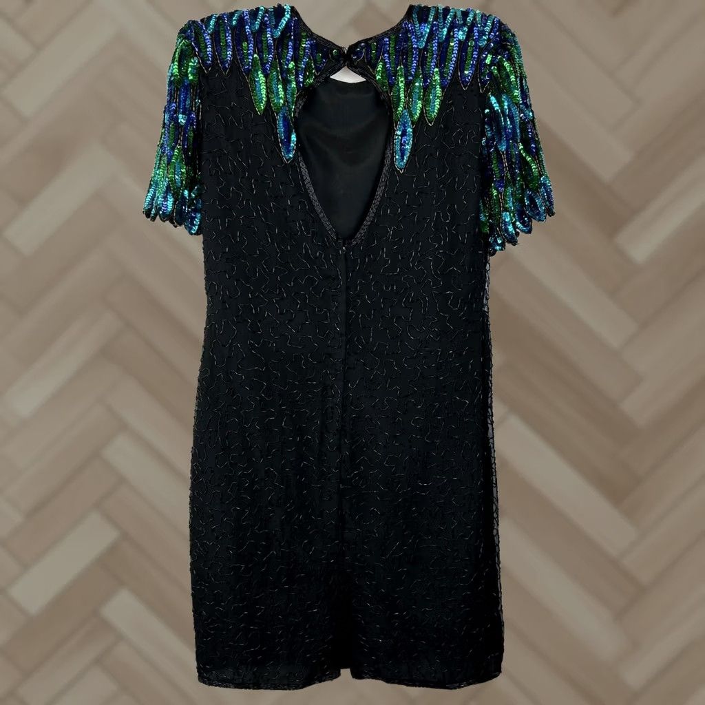 Vintage VINTAGE Stenay Dress Black Silk Sequin Bead Cocktail Evening Women Sz 12 P 80s Size XL / US 12-14 / IT 48-50 - 1 Thumbnail