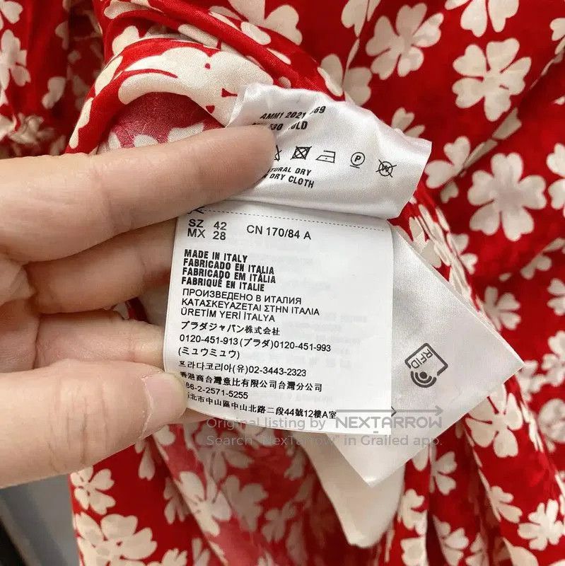 Miu Miu Miu Miu Red Silk Floral Maxi Dress . Size L / US 10 / IT 46 - 7 Thumbnail