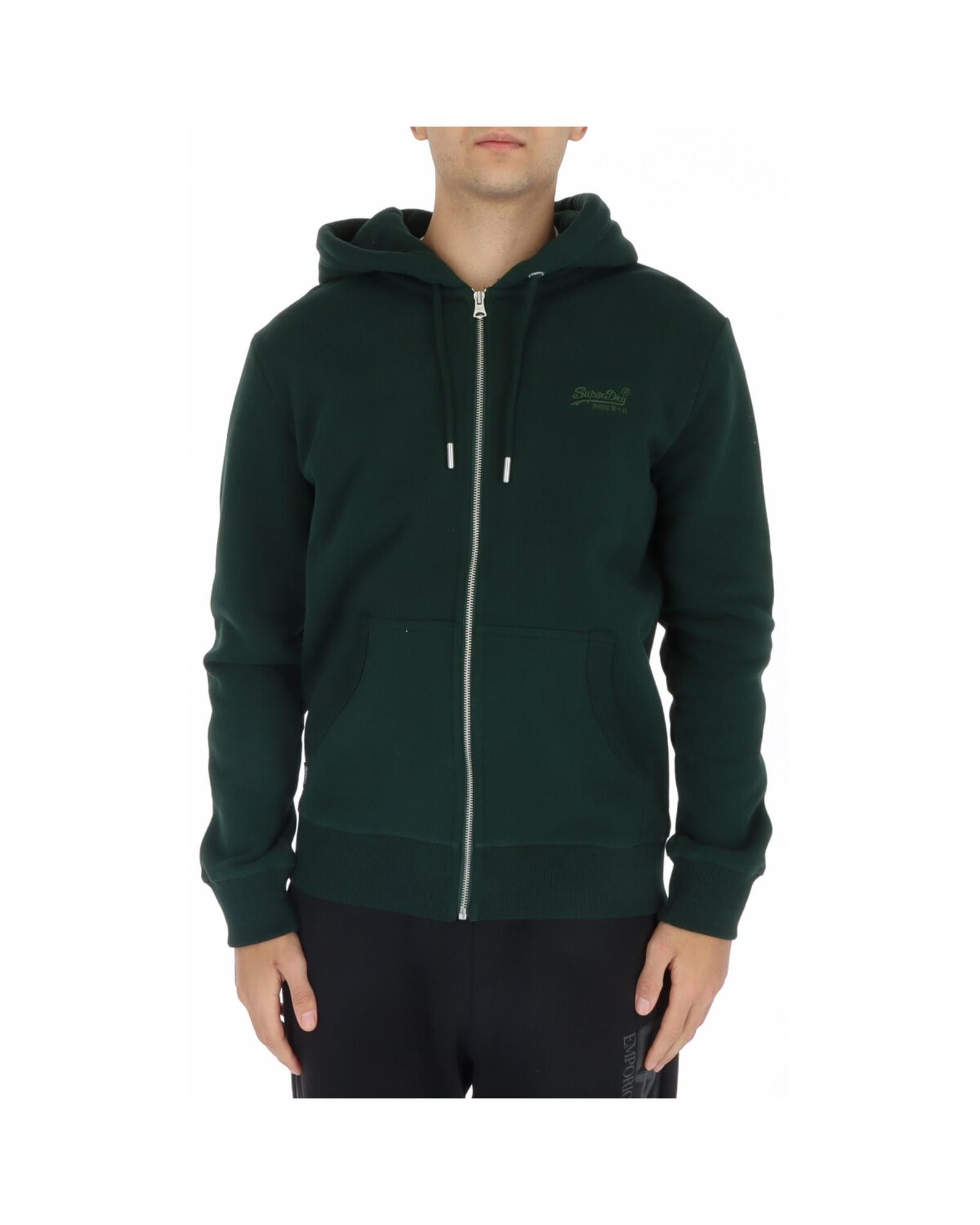 image of Superdry Textured Hooded Sweatshirt in Green, Men's (Size 2XL)