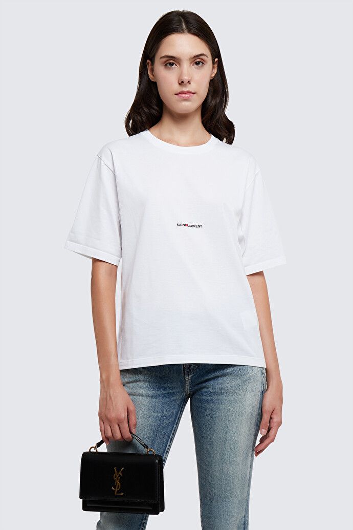 Saint Laurent Paris o1s1wg110625 460876 Rive Gauche T-Shirt in White Size US XL / EU 56 / 4 - 2 Thumbnail