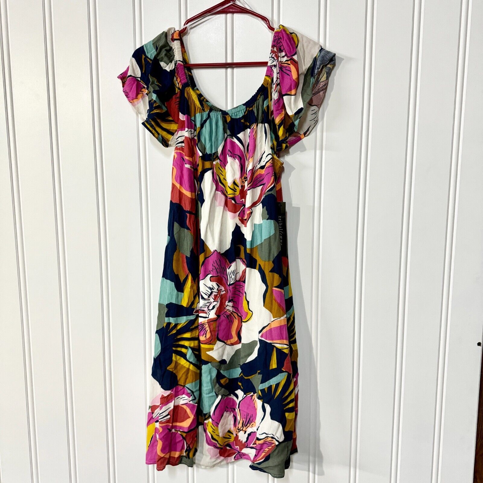 Other Tribal Femme M Floral Off Shoulder Tropical Flowy Midi Dress Size M / US 6-8 / IT 42-44 - 1 Thumbnail