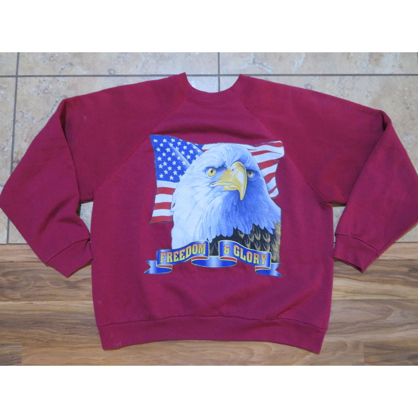 Other Freedom Glory Eagle Flag Sweatshirt Maroon Sz L 1990s Size US L / EU 52-54 / 3 - 1 Thumbnail