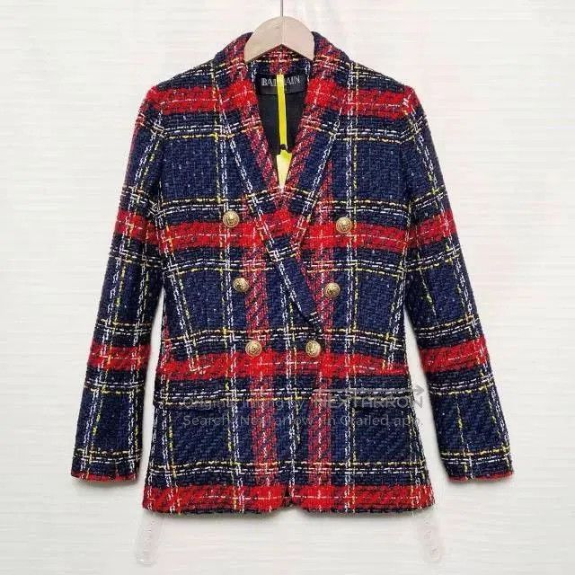 Balmain Balmain Red Blue Plaid Gold Button Cardigan Blazer. Size S / US 4 / IT 40 - 1 Thumbnail