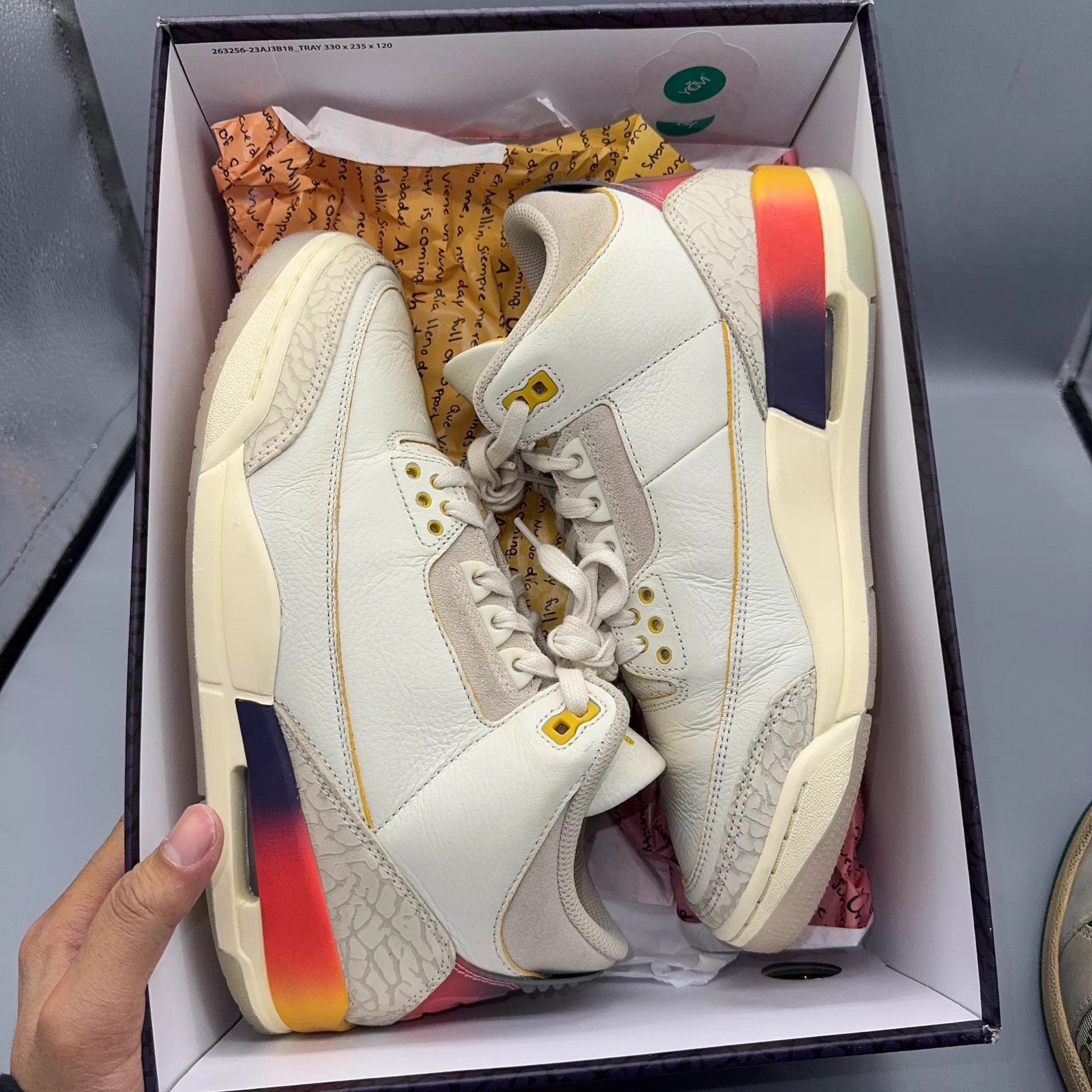 Nike Air Jordan 3 Sunset Gradient Smiley White/Blue/Red Size US 8 / EU 41 - 5 Thumbnail