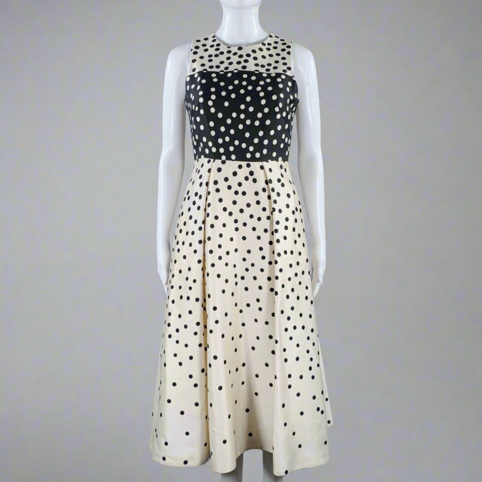 LK Bennett Size 2 Beige Black Wool Silk Polka Dot A-Line Dress Size XS / US 0-2 / IT 36-38 - 1 Thumbnail