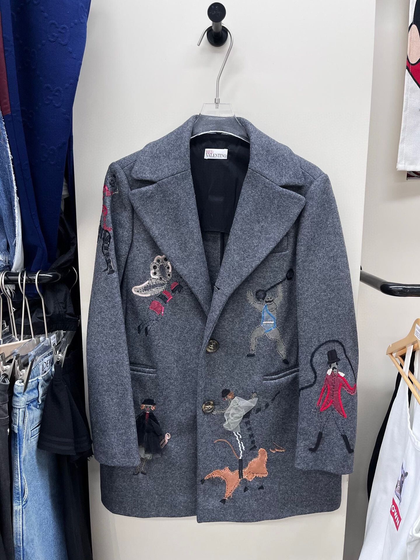 Valentino gray wool coat with embroidered details Size US M / EU 48-50 / 2 - 1 Thumbnail