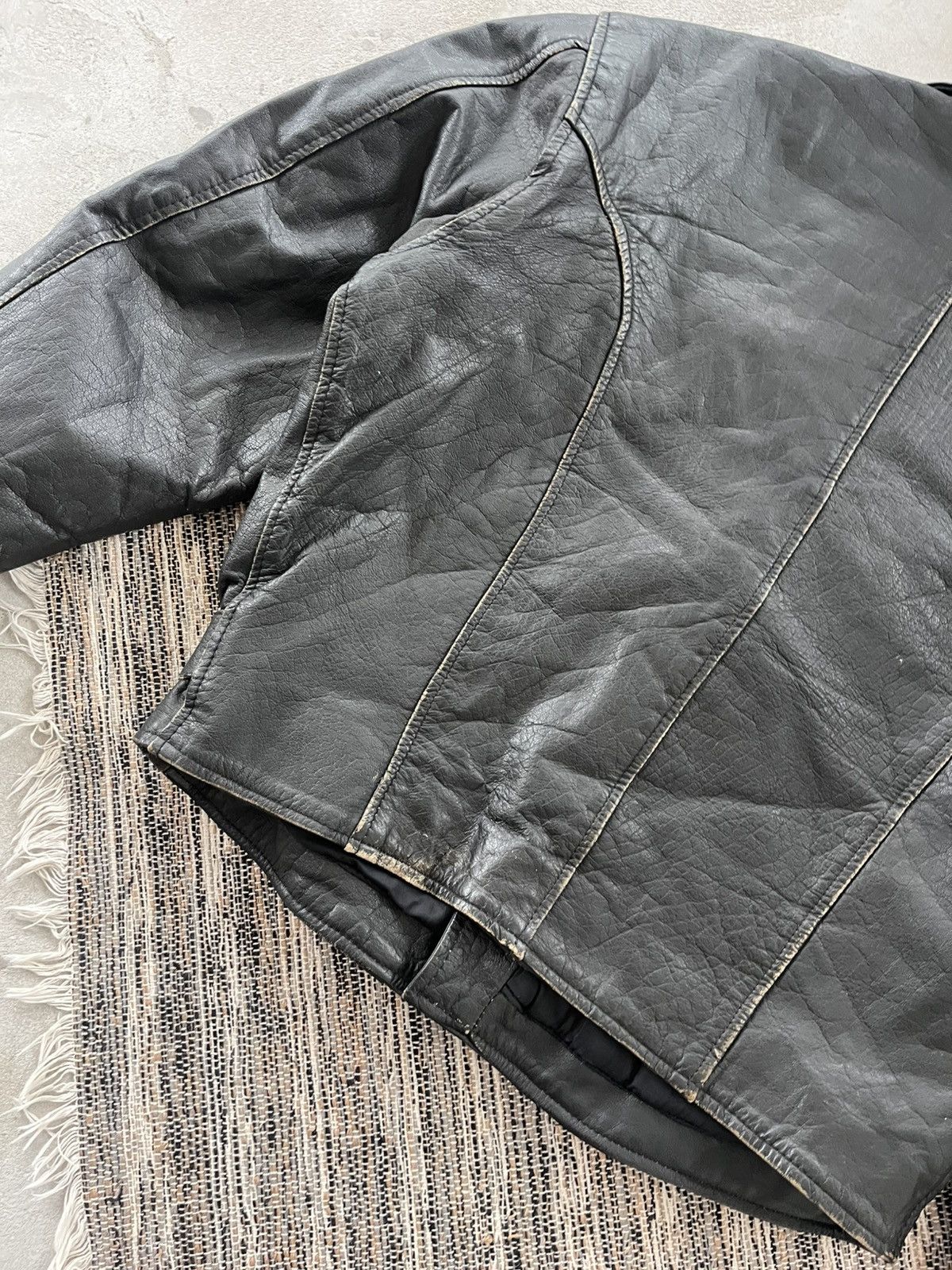 Harley Davidson Vintage Biker Faded Black Leather Moto Jacket Avantgarde Size US M / EU 48-50 / 2 - 15 Thumbnail