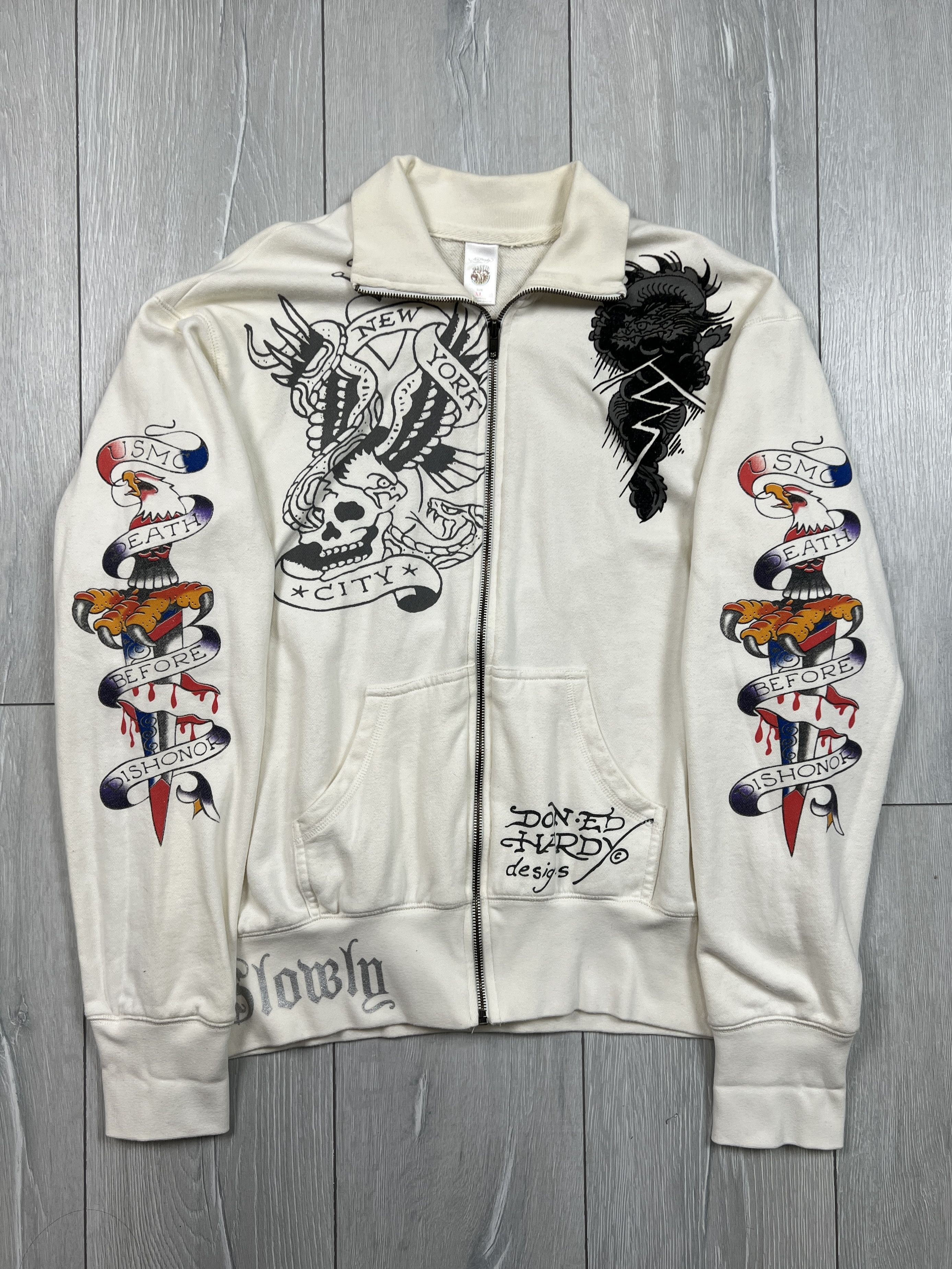Ed Hardy Ed Hardy Made in USA Tattoo Printed Zip Sweatshirt Size US XL / EU 56 / 4 - 1 Thumbnail