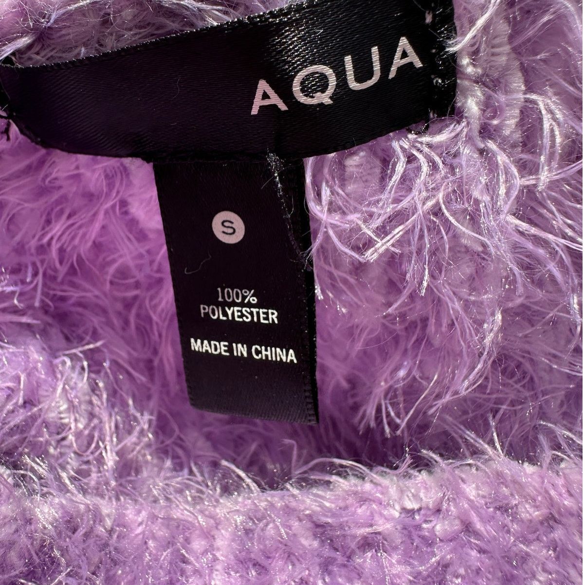 Other Aqua Light Purple Fuzzy Loose Knit Mock Neck Sweater S Size S / US 4 / IT 40 - 6 Thumbnail