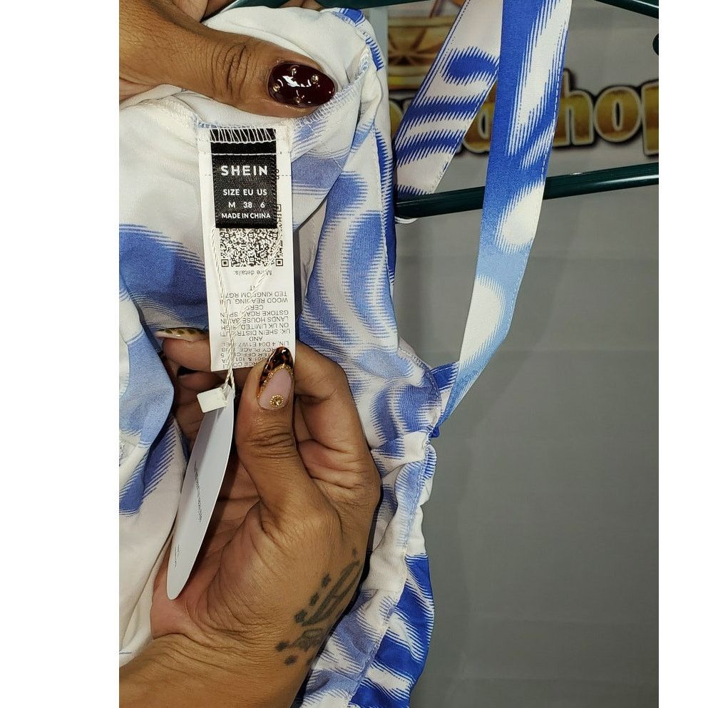 Shein Shein Blue White Sleeveless Romper Juniors Medium NWT Size 30" / US 8 / IT 44 - 4 Thumbnail