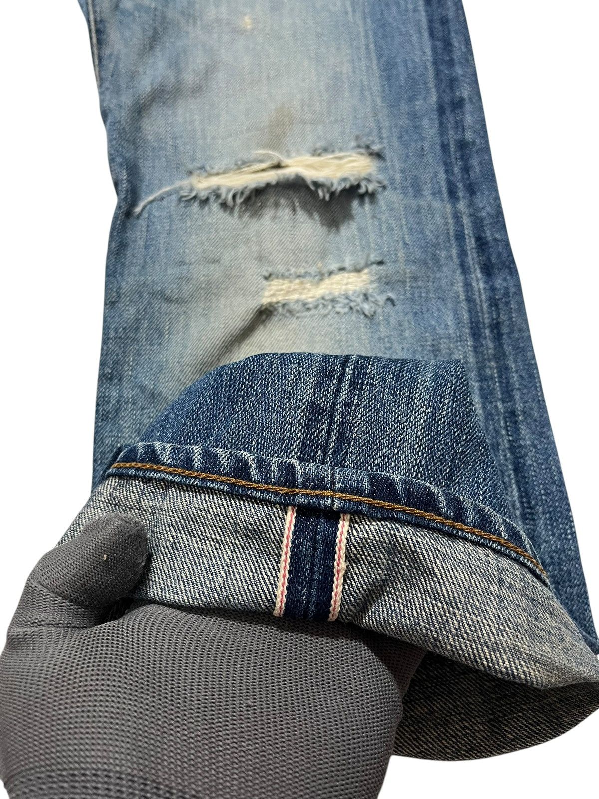Designer × Japanese Brand GREEN JAPANESE BRAND DISTRESS SELVEDGE JEANS Size US 32 / EU 48 - 6 Thumbnail