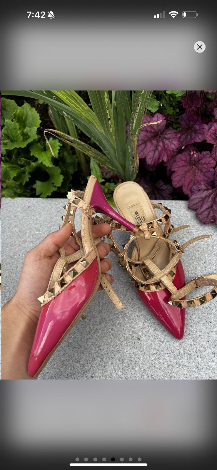 Valentino Valentino Fuchsia and Gold Studded Heels Size US 5 / IT 35 - 5 Thumbnail
