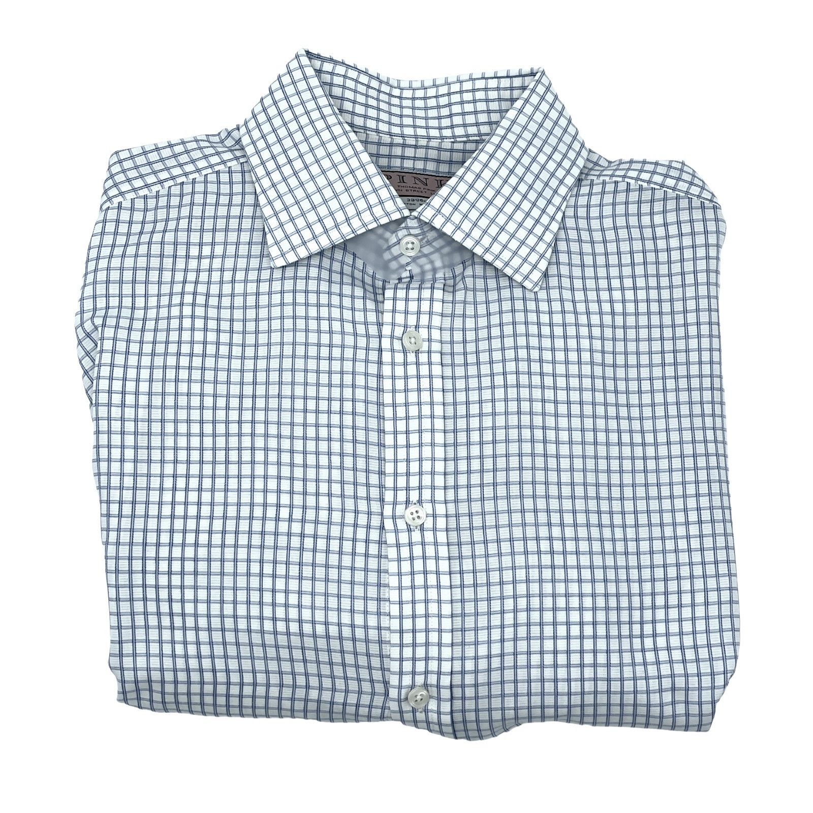 Thomas Pink 🔴 Thomas Pink Button Down Shirt - White/Blue Checked Size US M / EU 48-50 / 2 - 1 Thumbnail