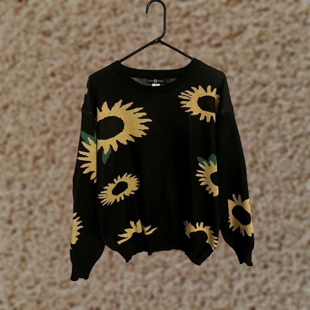 Vintage Daisy Street Asos Black Sunflowers Pullover Oversized Sweater Women's S Small Floral Daisy Street Shirt? Size S / US 4 / IT 40 - 1 Thumbnail