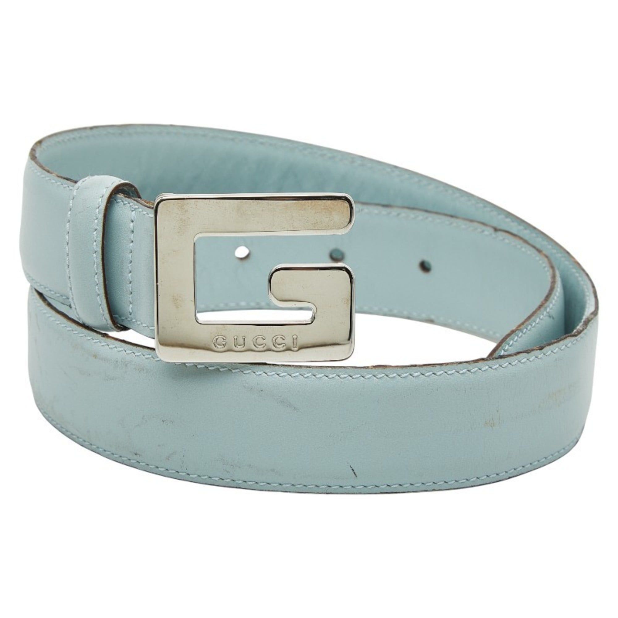 Gucci Gucci Belt Size: 65 26 037 394 0959 Light Blue Leather Women's GUCCI Size ONE SIZE - 1 Thumbnail
